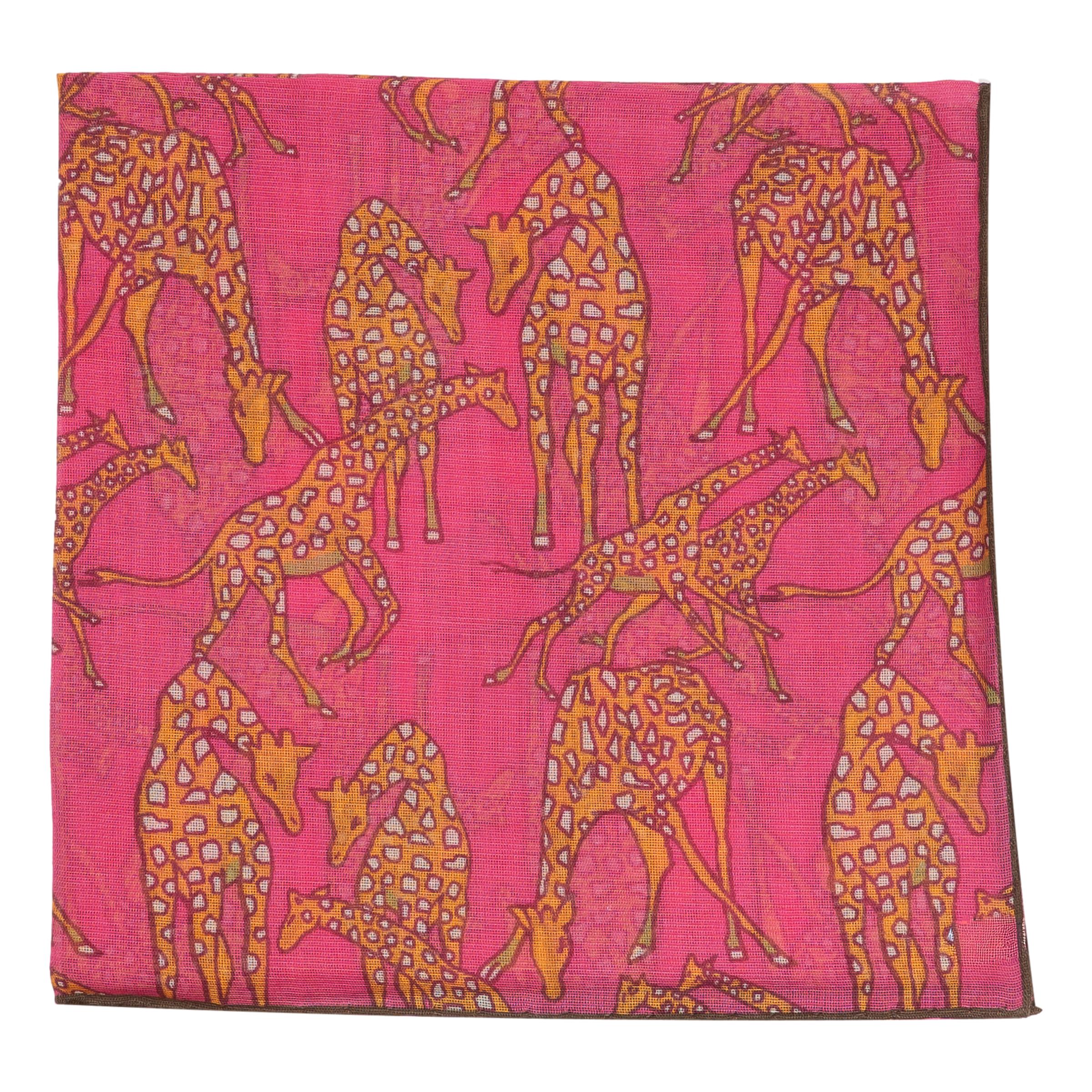 Giraffe Cotton and Cashmere Pocket Square