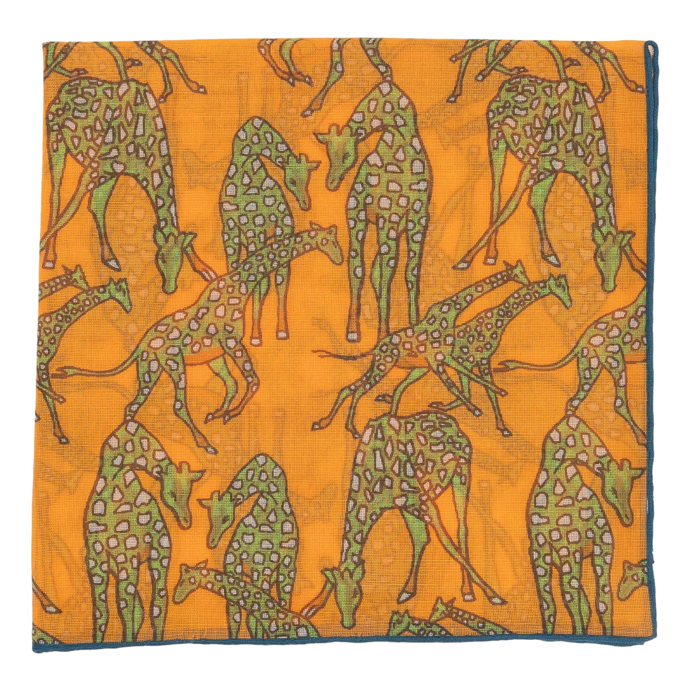 Giraffe Cotton and Cashmere Pocket Square - Image 2
