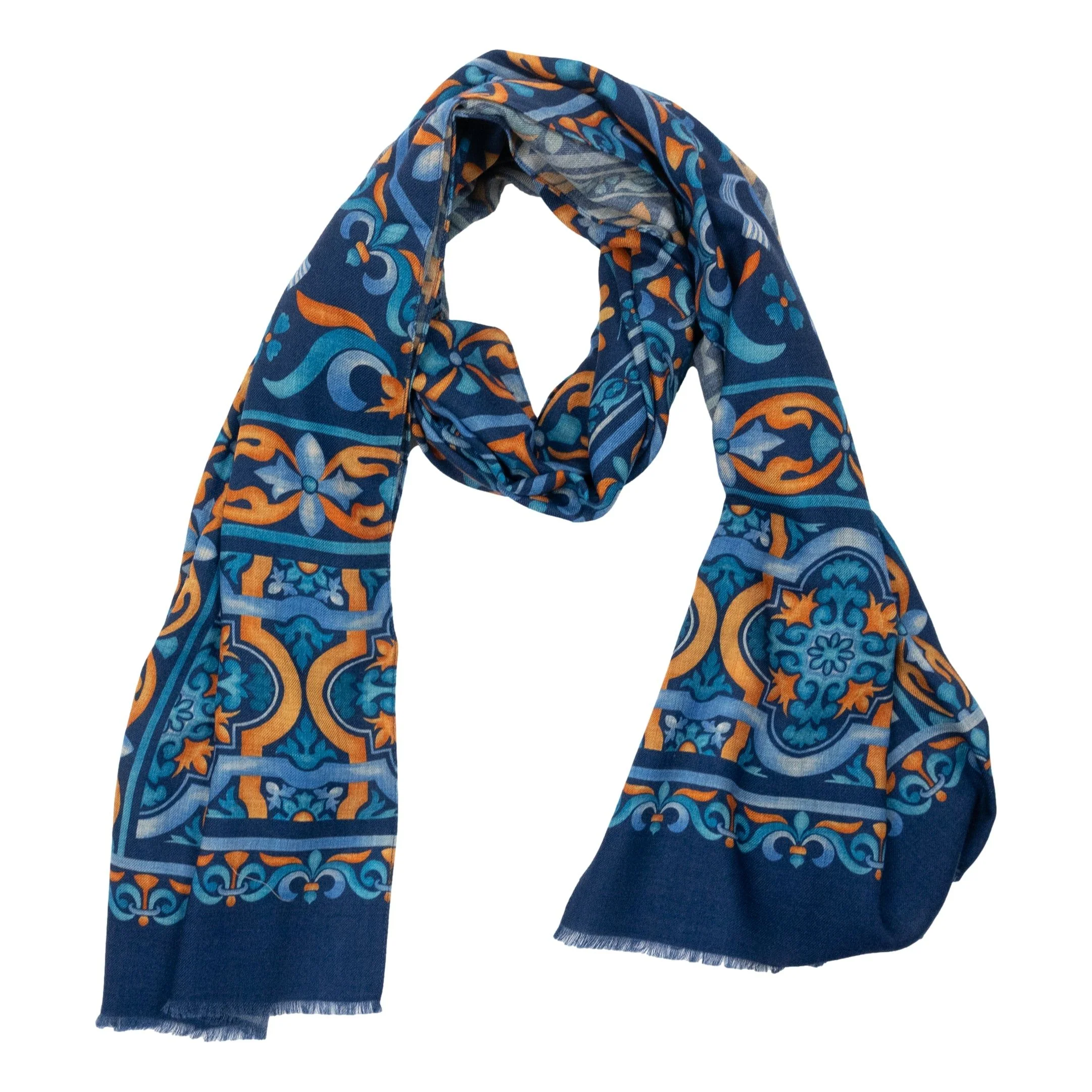 Horse with Patterned Edging Wool Scarf - Image 3