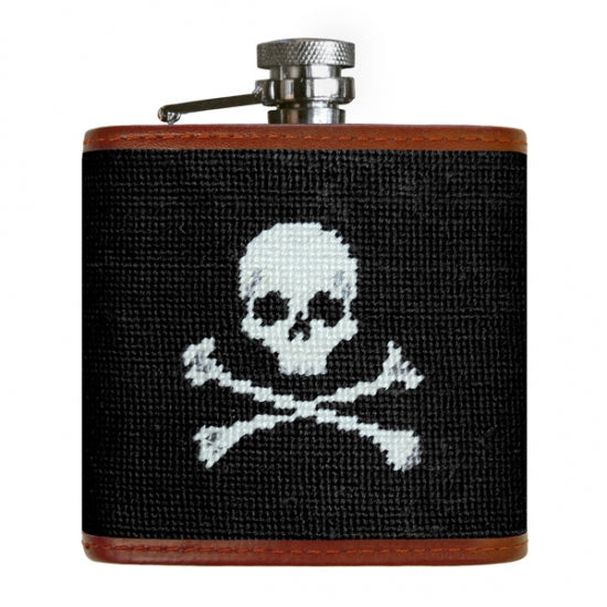 Jolly Roger Needlepoint Flask