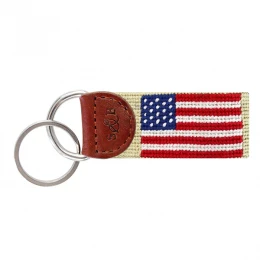 Khaki American Flag Needlepoint Key Fob