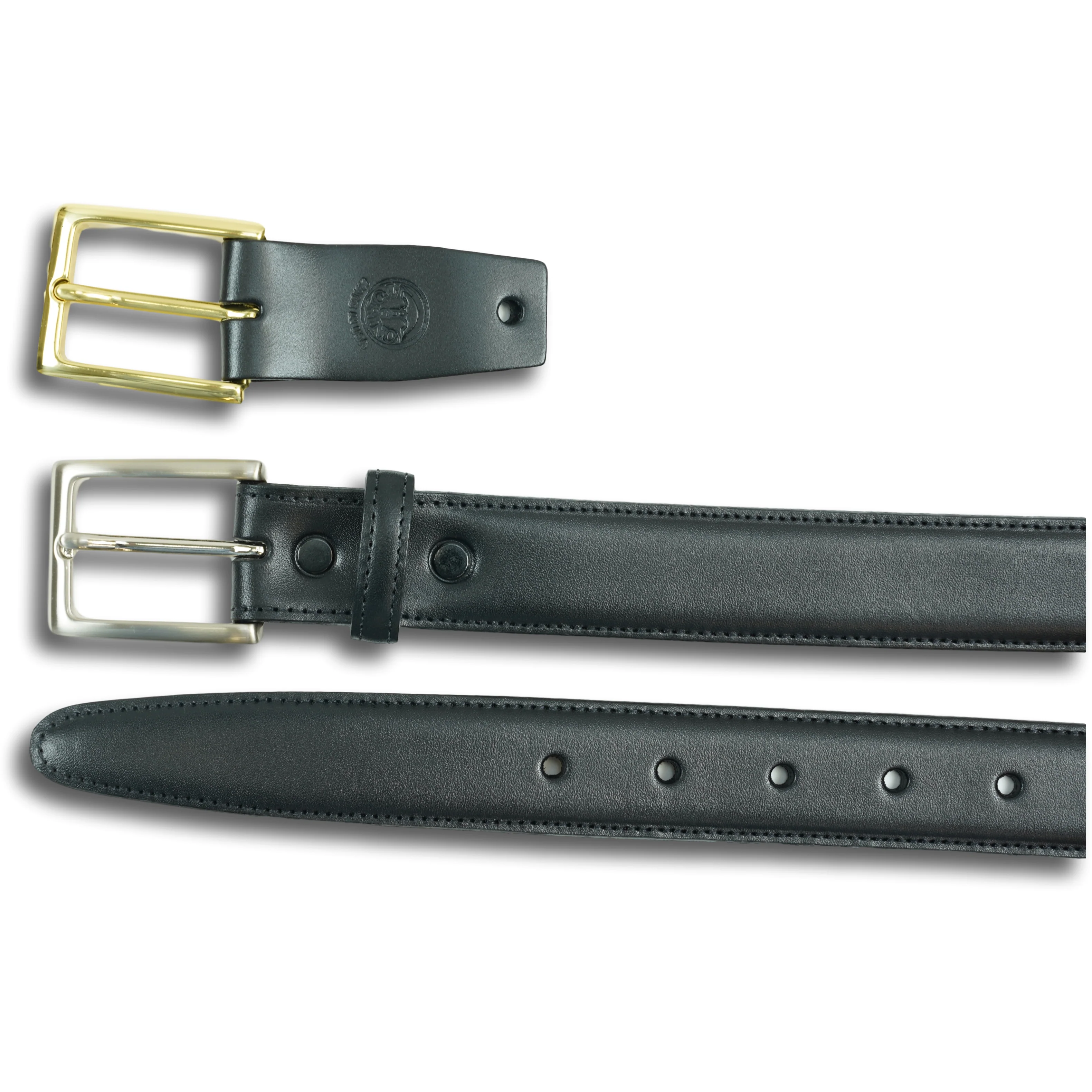 Kipskin Belt with Brass and Nickle Interchangeable Buckles - Image 4