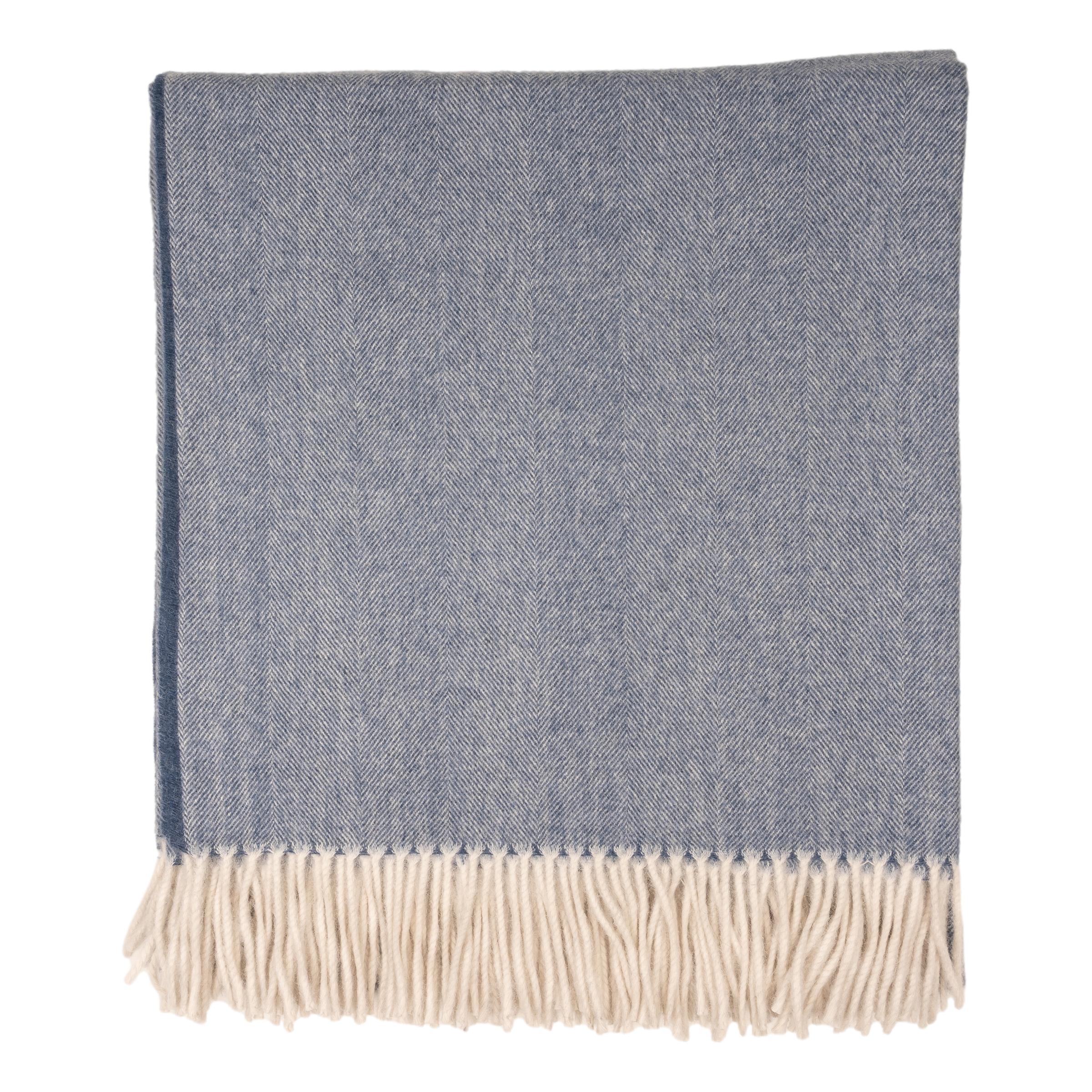 Lambswool and Angora Herringbone Pattern Blanket