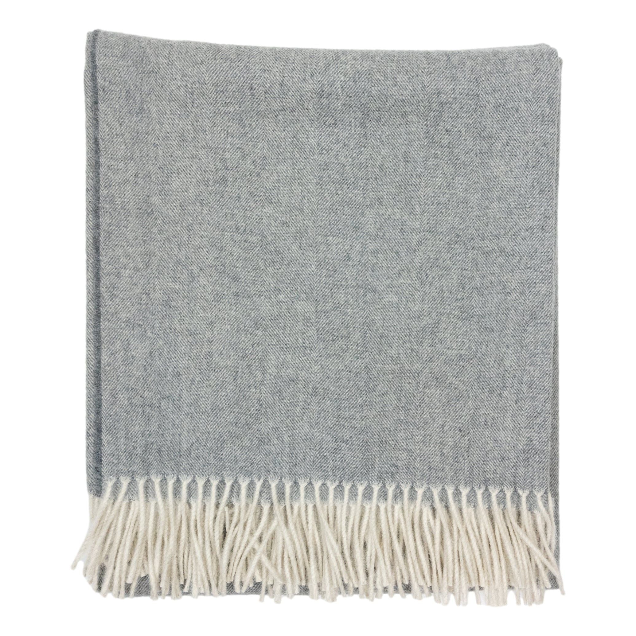 Lambswool and Angora Herringbone Pattern Blanket - Image 3