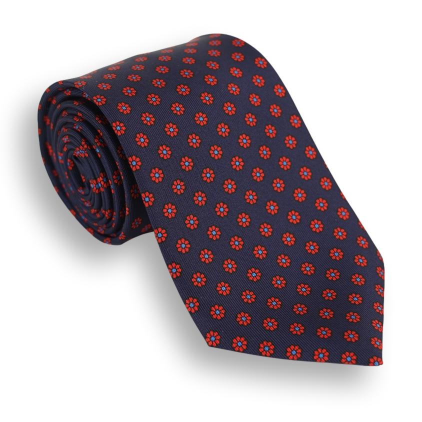 Large Flower Motif Silk Tie - Image 2