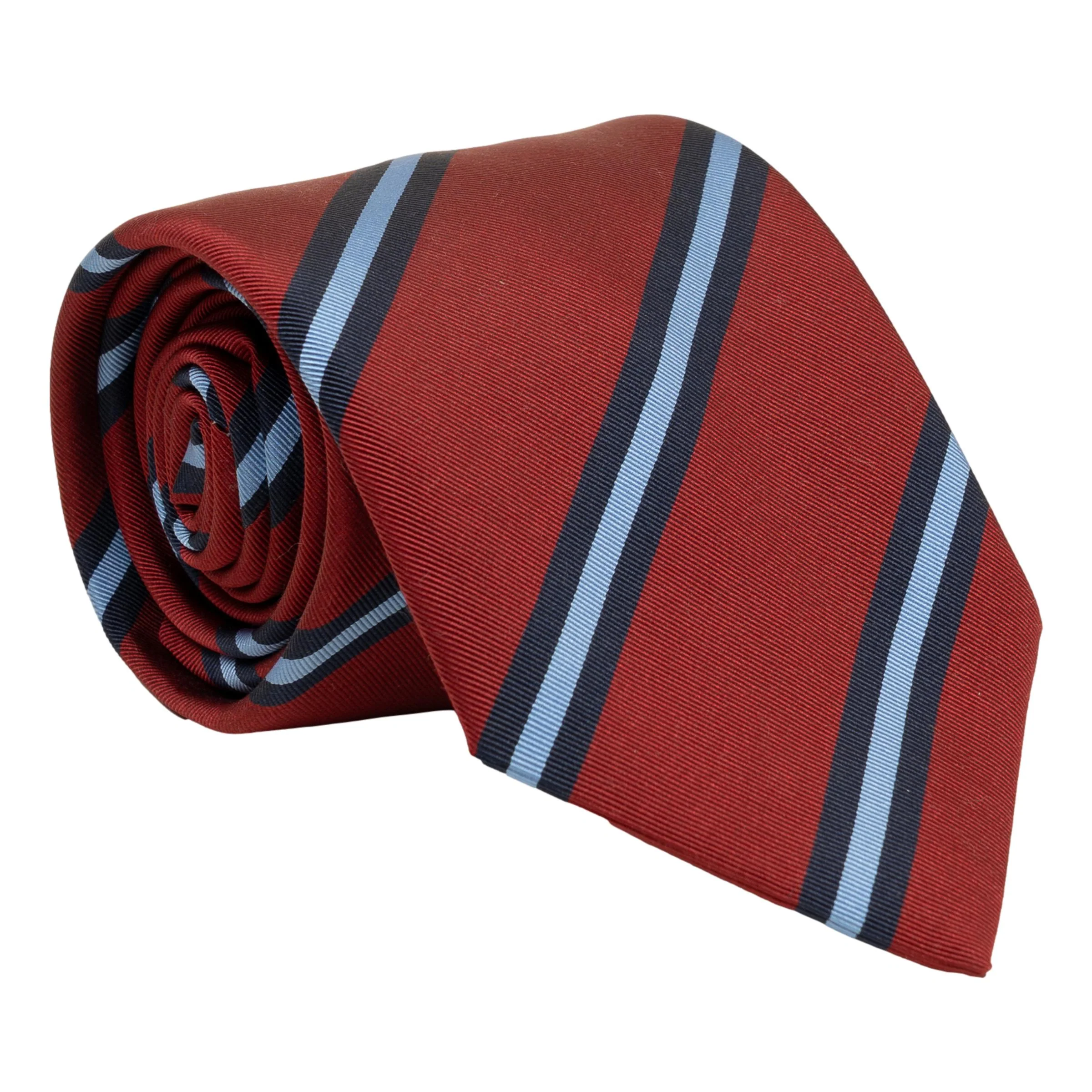 Light Blue and Navy Repp Stripe Silk Tie