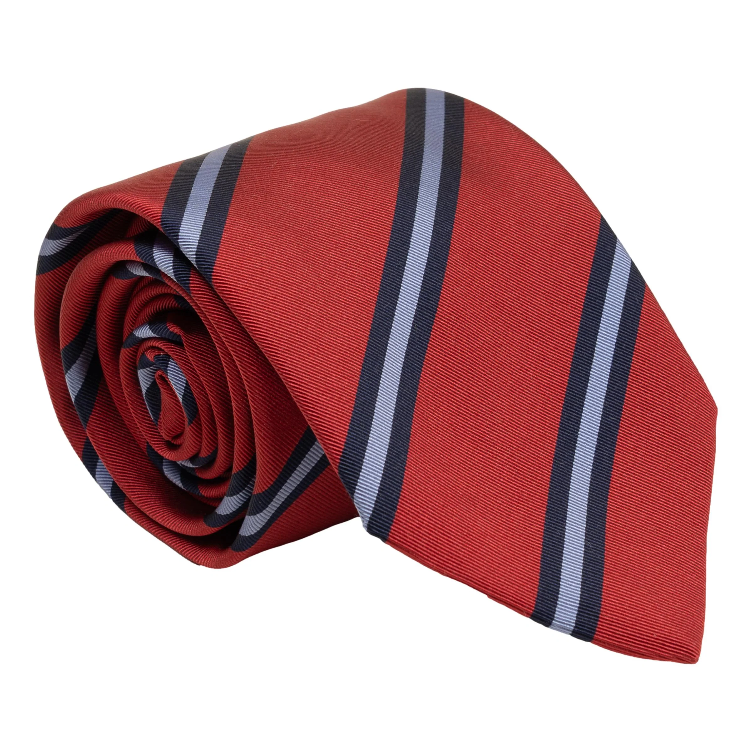 Light Blue and Navy Repp Stripe Silk Tie - Image 2