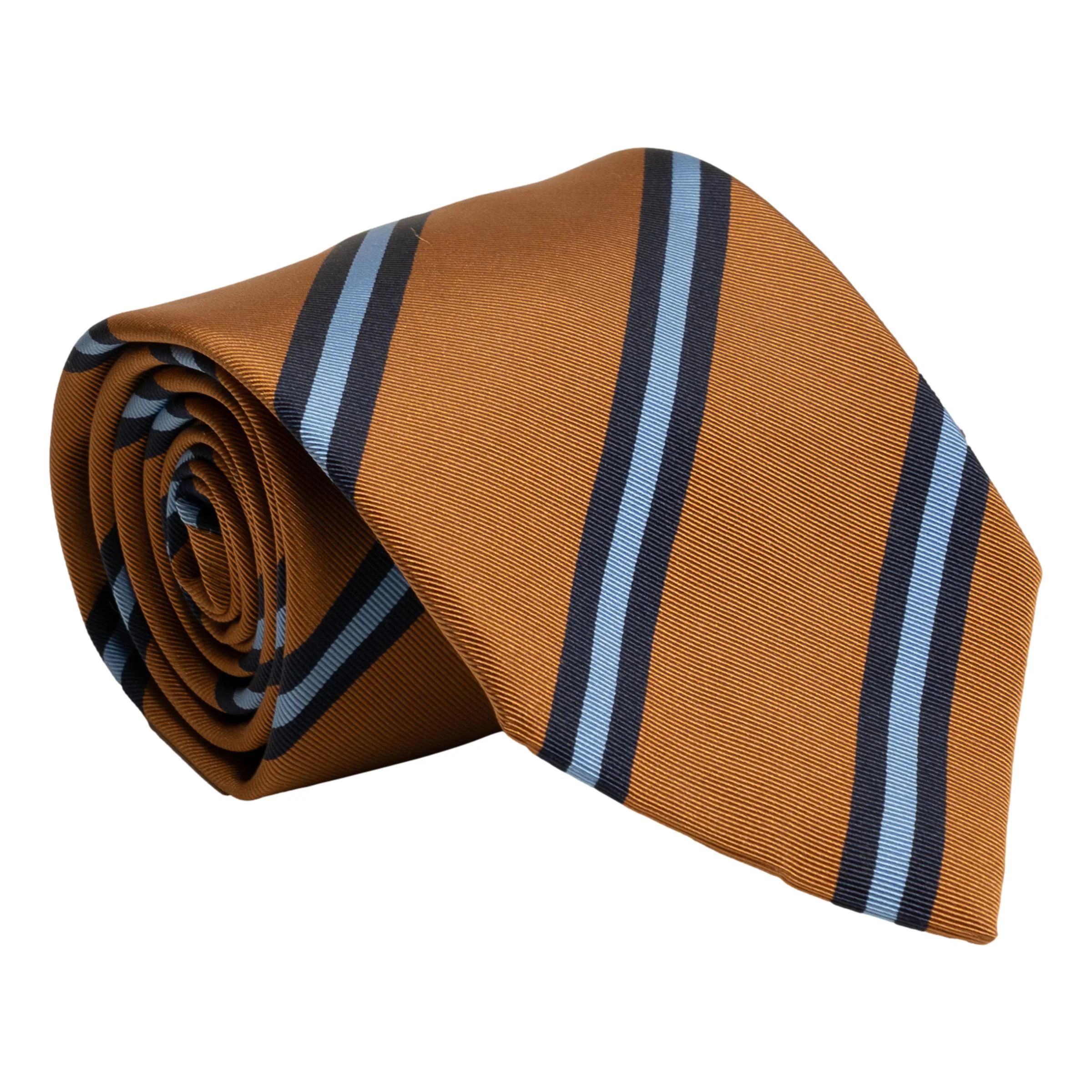 Light Blue and Navy Repp Stripe Silk Tie - Image 4