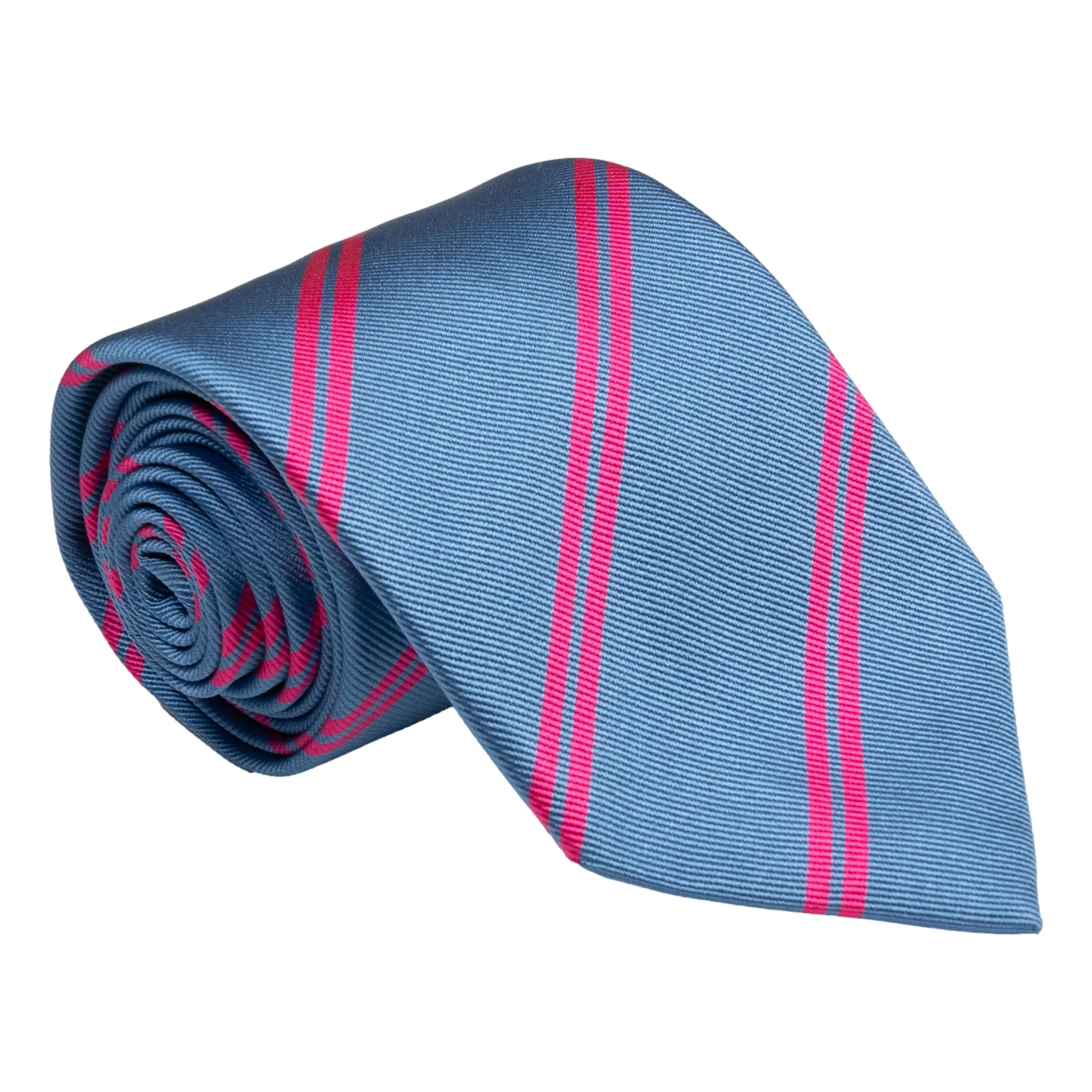 Light Blue and Pink Double Repp Stripe Silk Tie