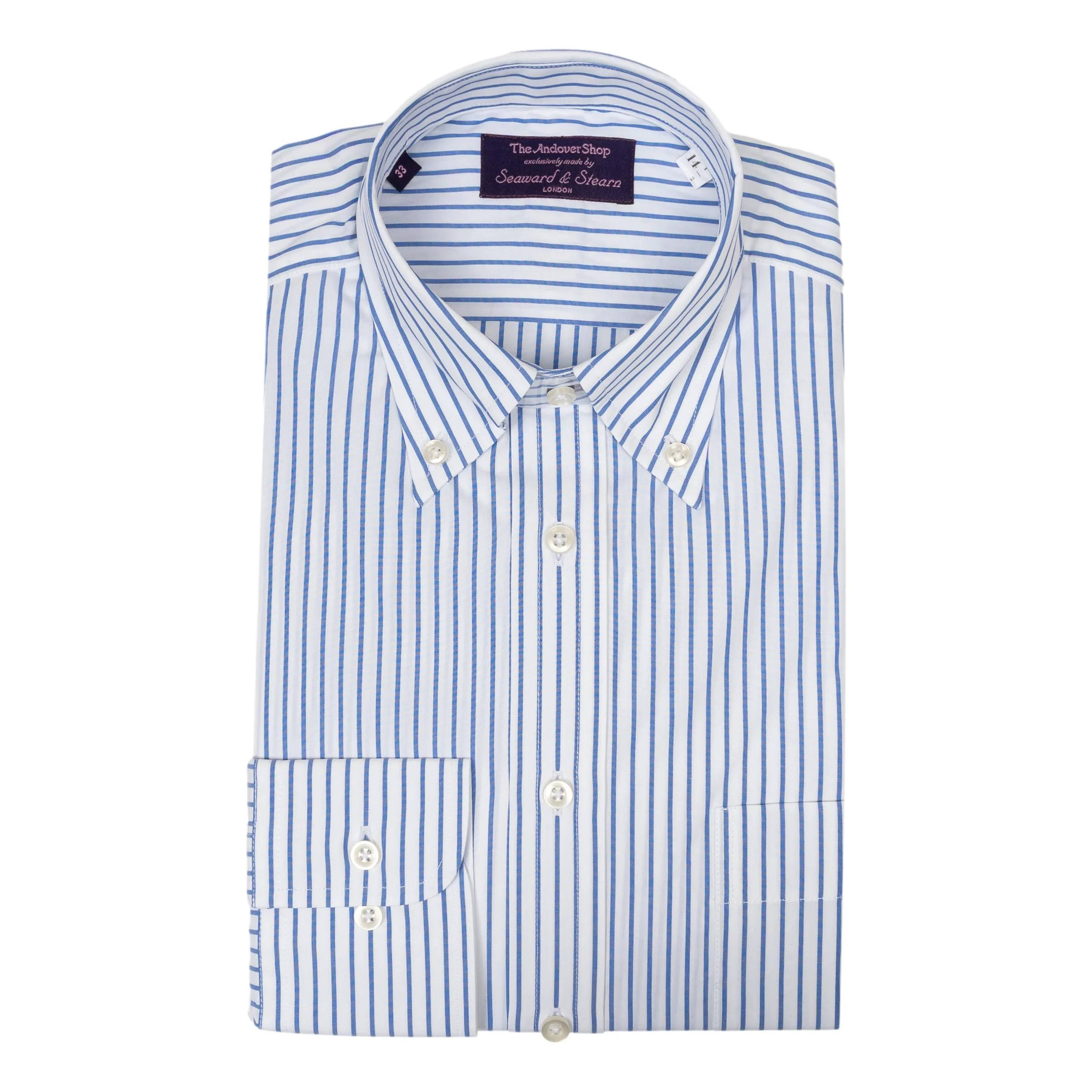 Light Blue Banker Stripe Button Down Dress Shirt