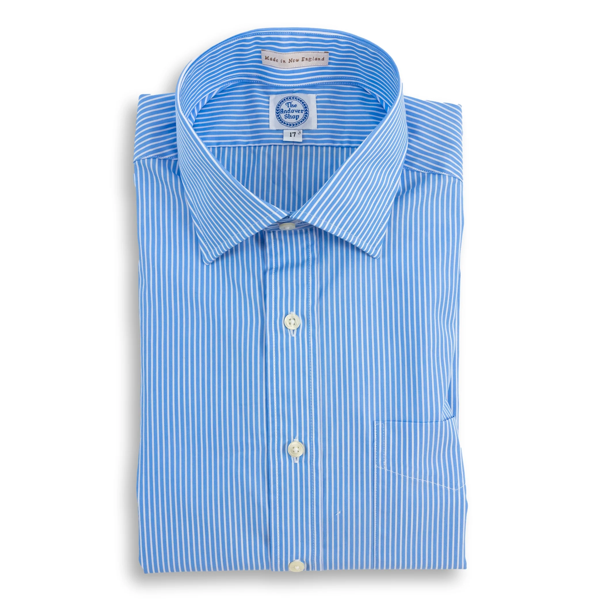 Light Blue with White Stripe Spread Collar Dress Shirt