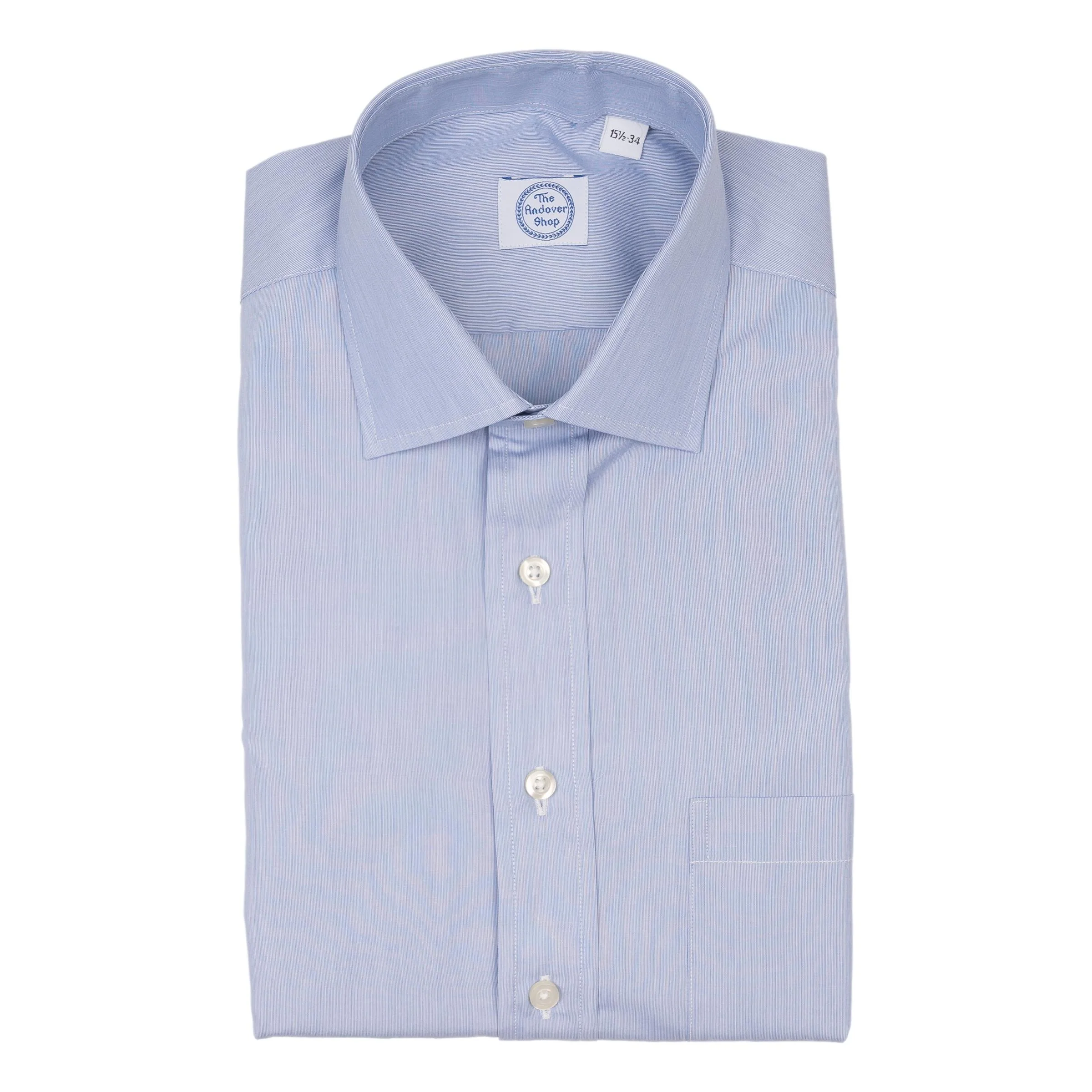Light Blue Fine Stripe Spread Collar Dress Shirt