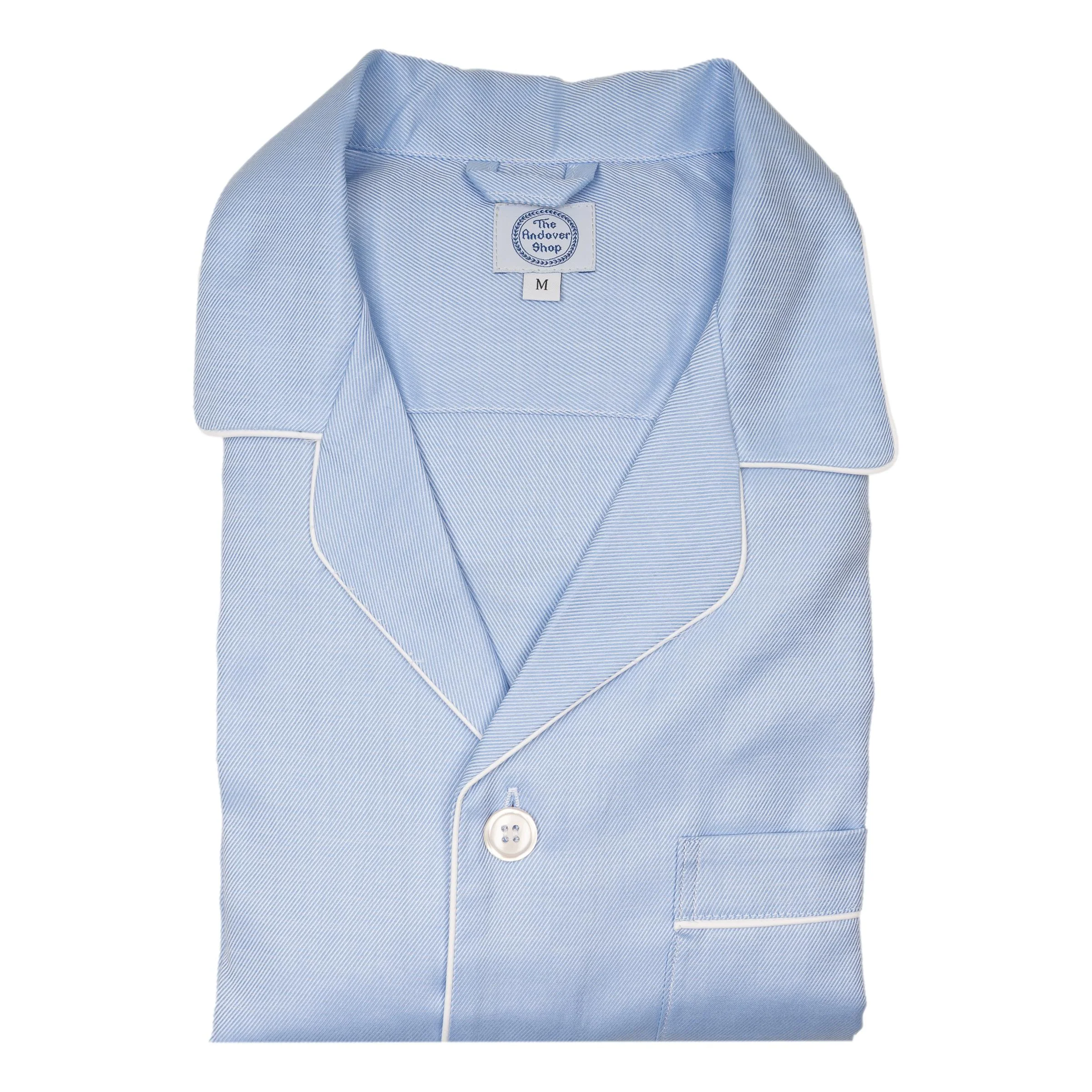 Light Blue Fine Weave Cotton Pajama Set