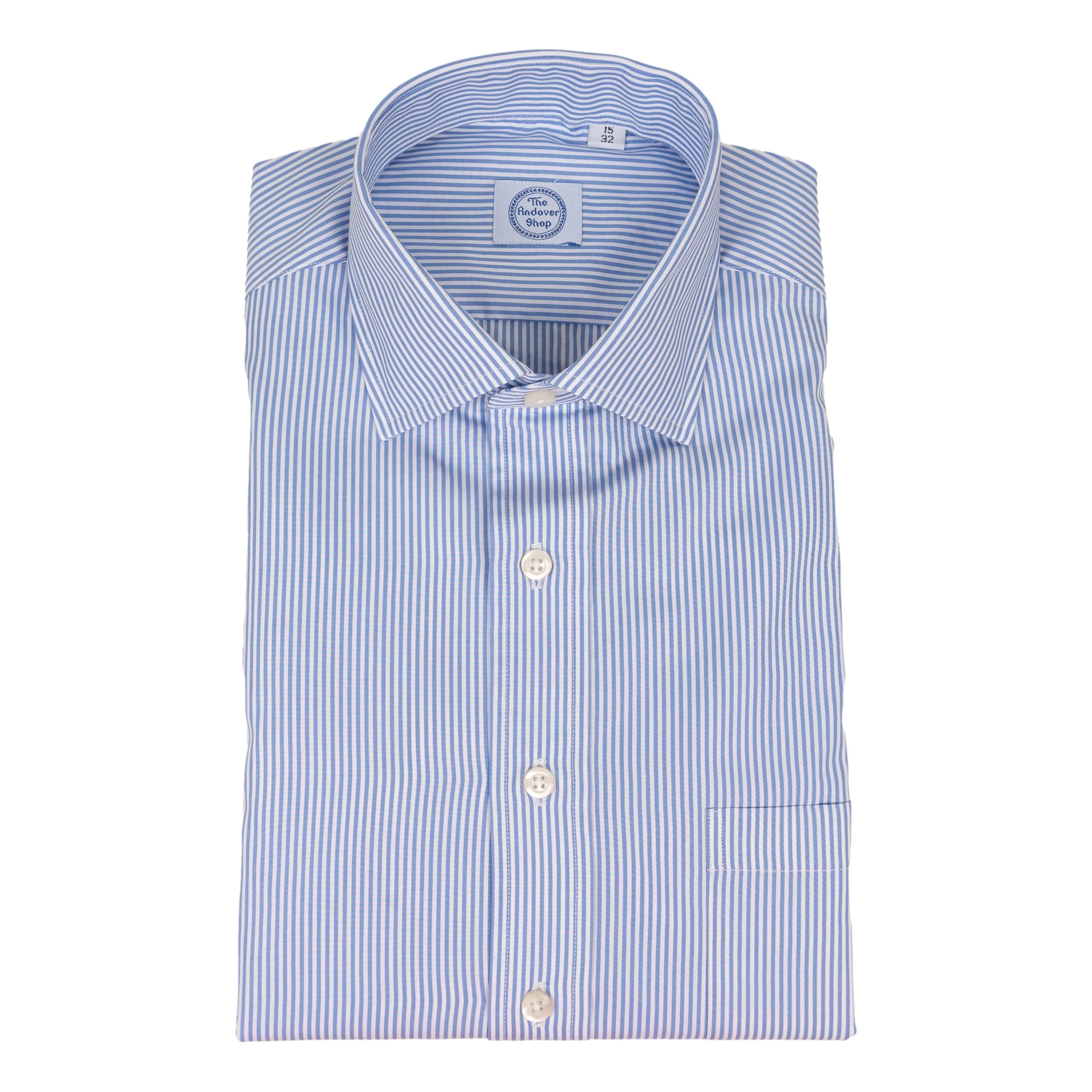 Light Blue Stripe Spread Collar Dress Shirt