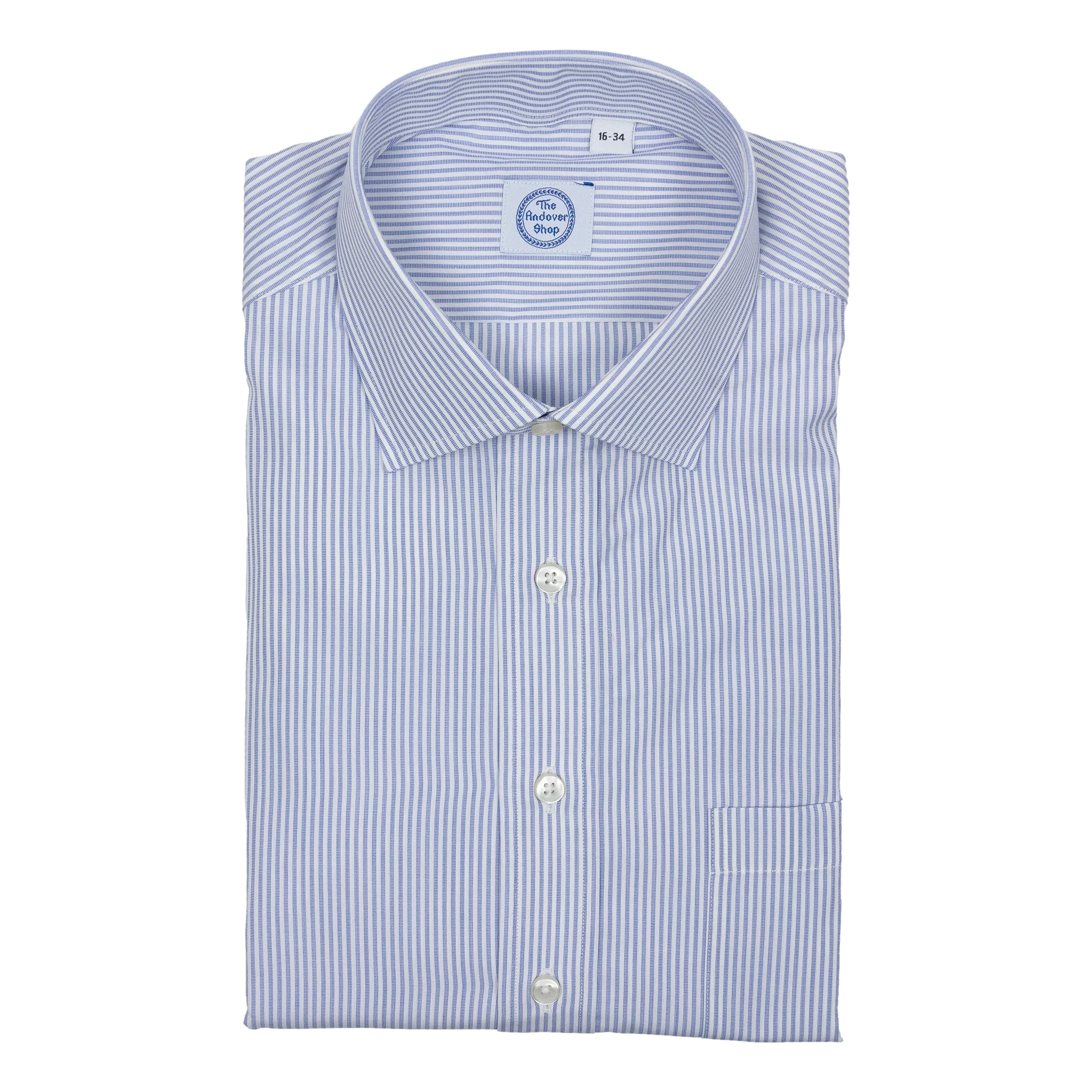 Light Blue End on End Stripe Spread Collar Dress Shirt