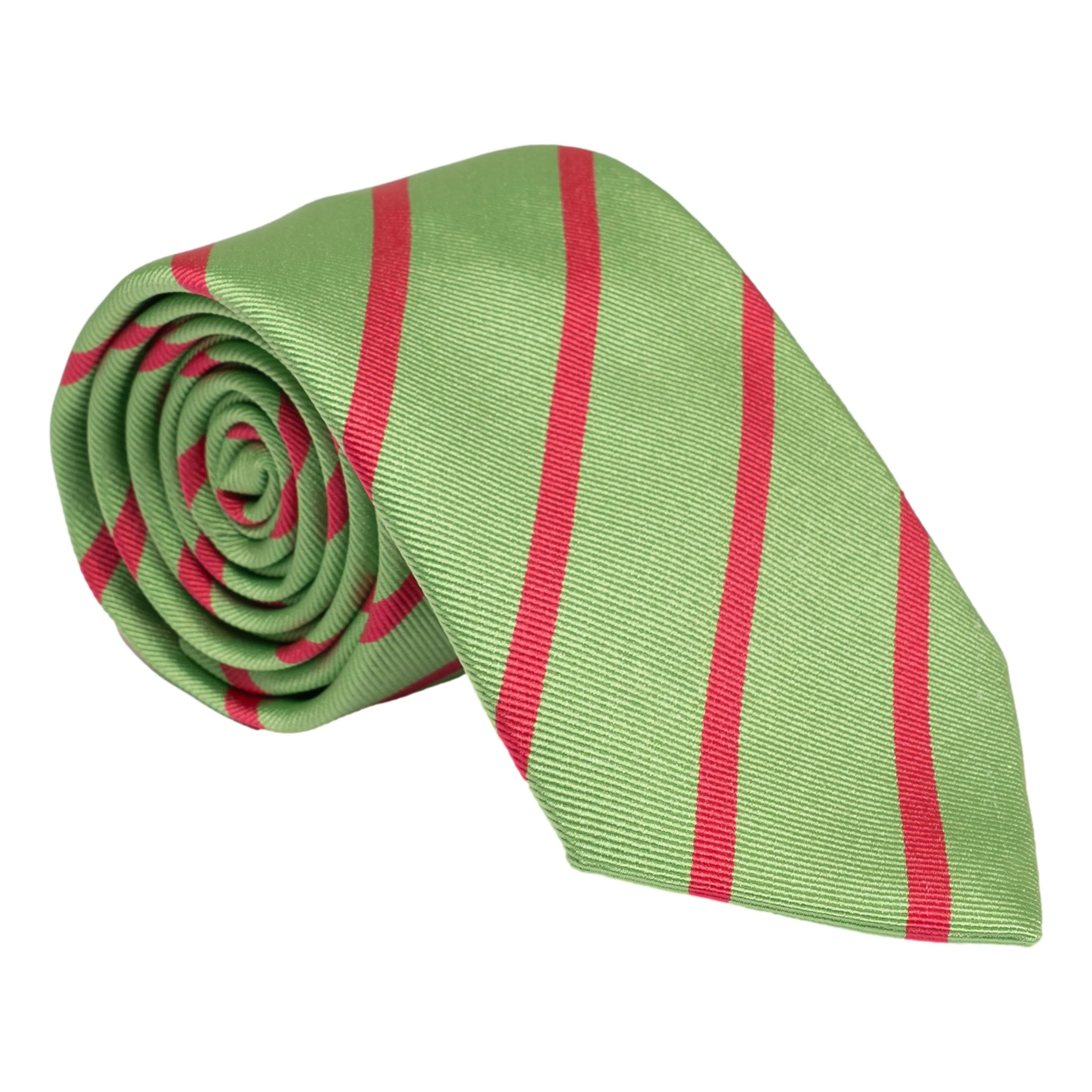 Lime with Pink Repp Stripe Tie