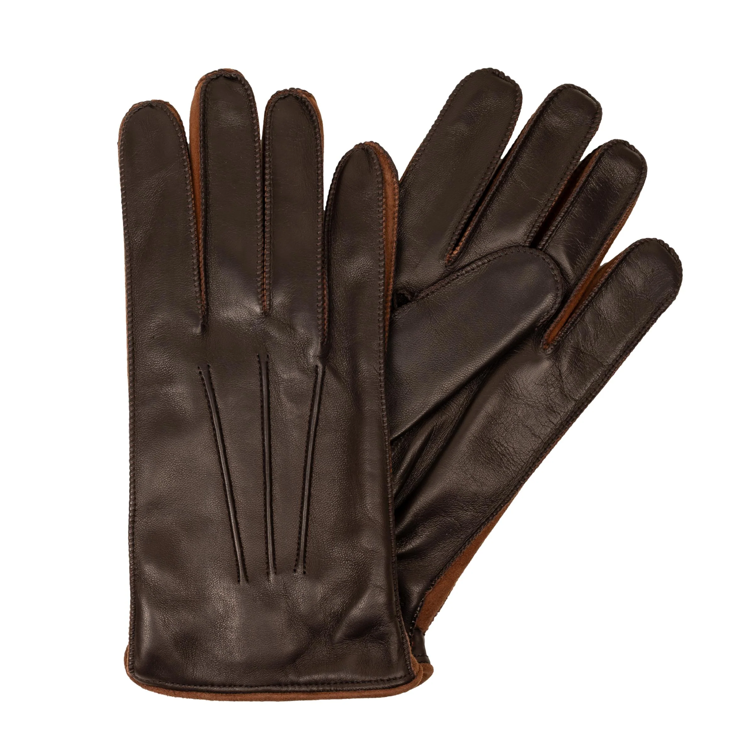 Men's Two-toned Nappa Leather Gloves with Cashmere Lining and Palm Vent - Image 2