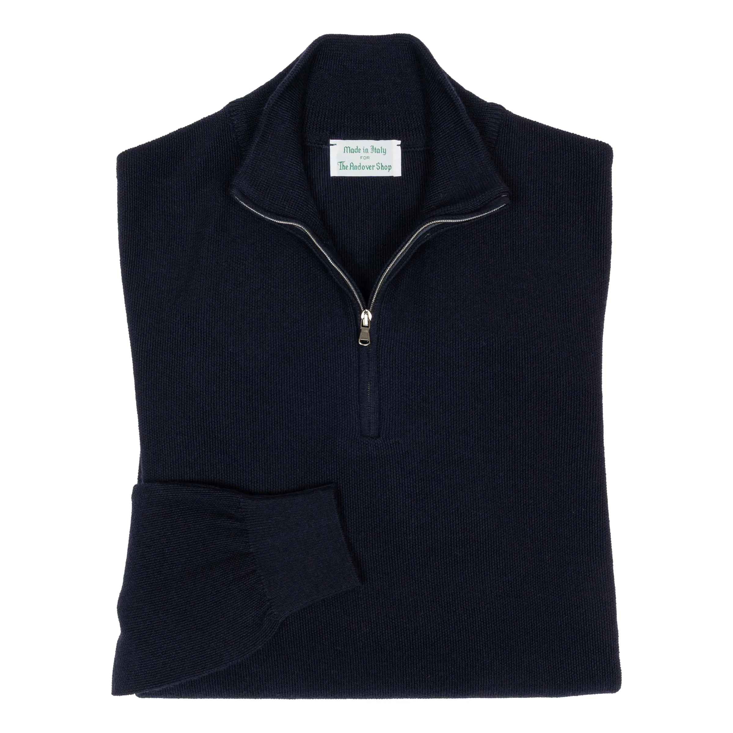 Merino Wool Rice Stitch Quarter Zip Sweater