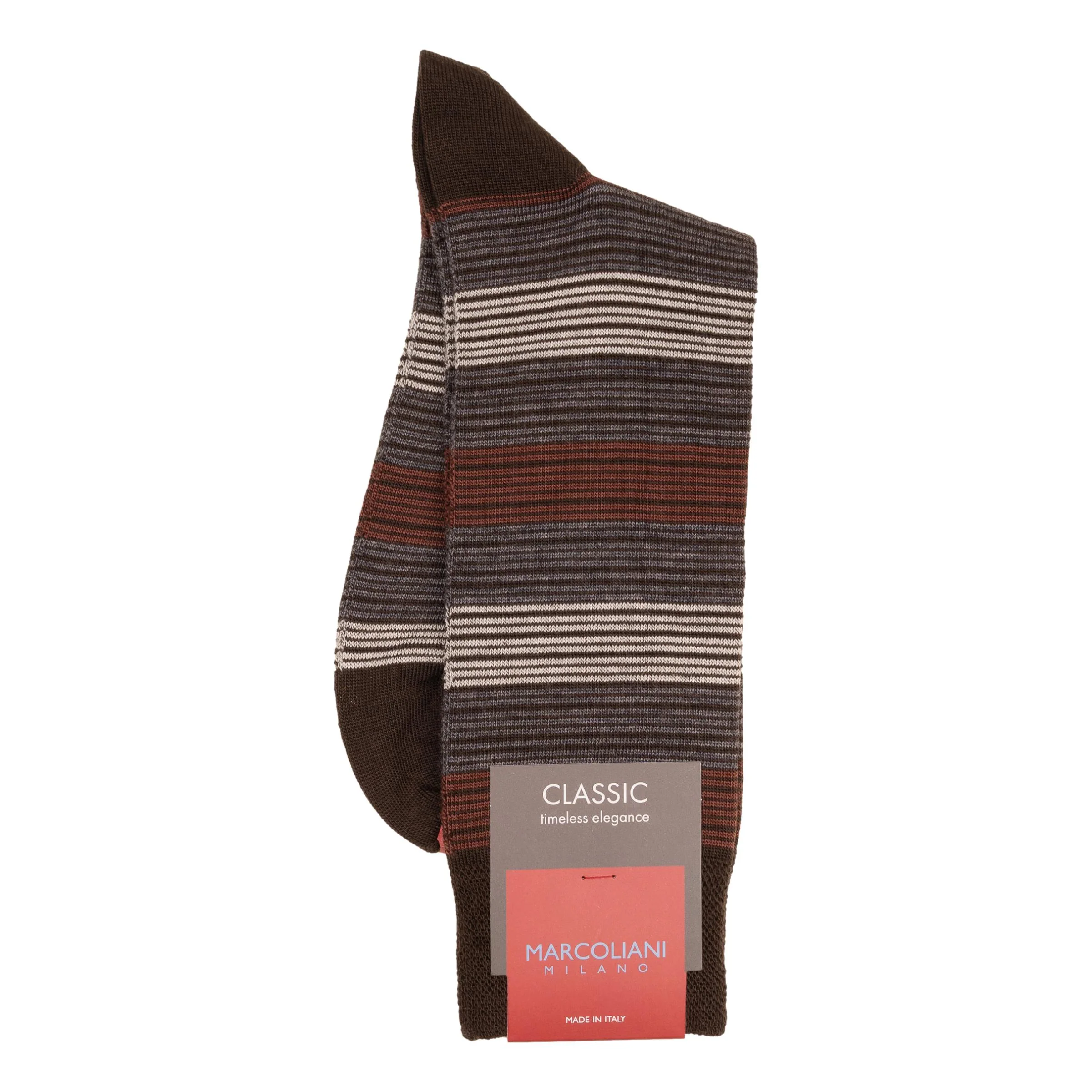 Merino Wool Scala Stripe Mid-Calf Dress Socks