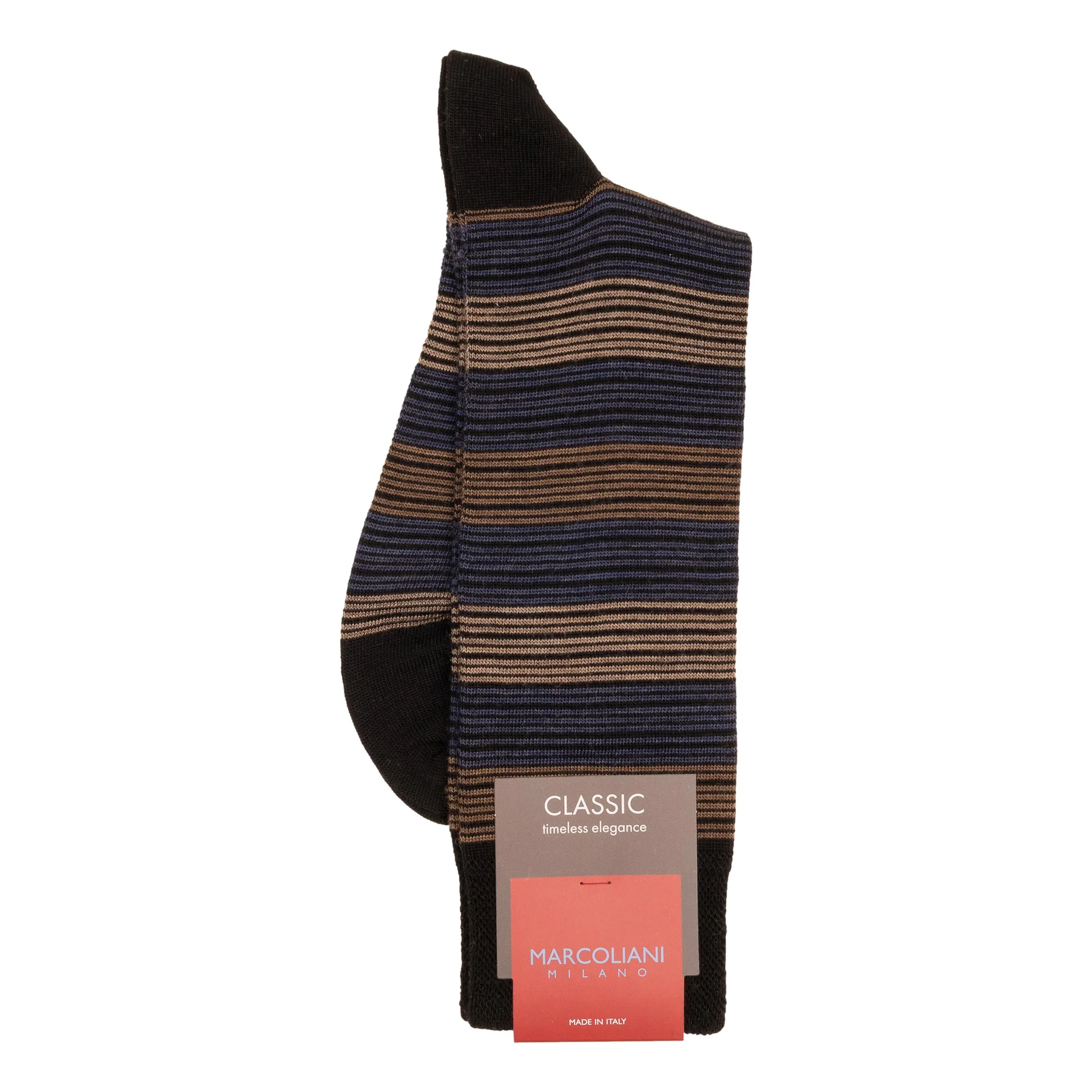 Merino Wool Scala Stripe Mid-Calf Dress Socks - Image 2