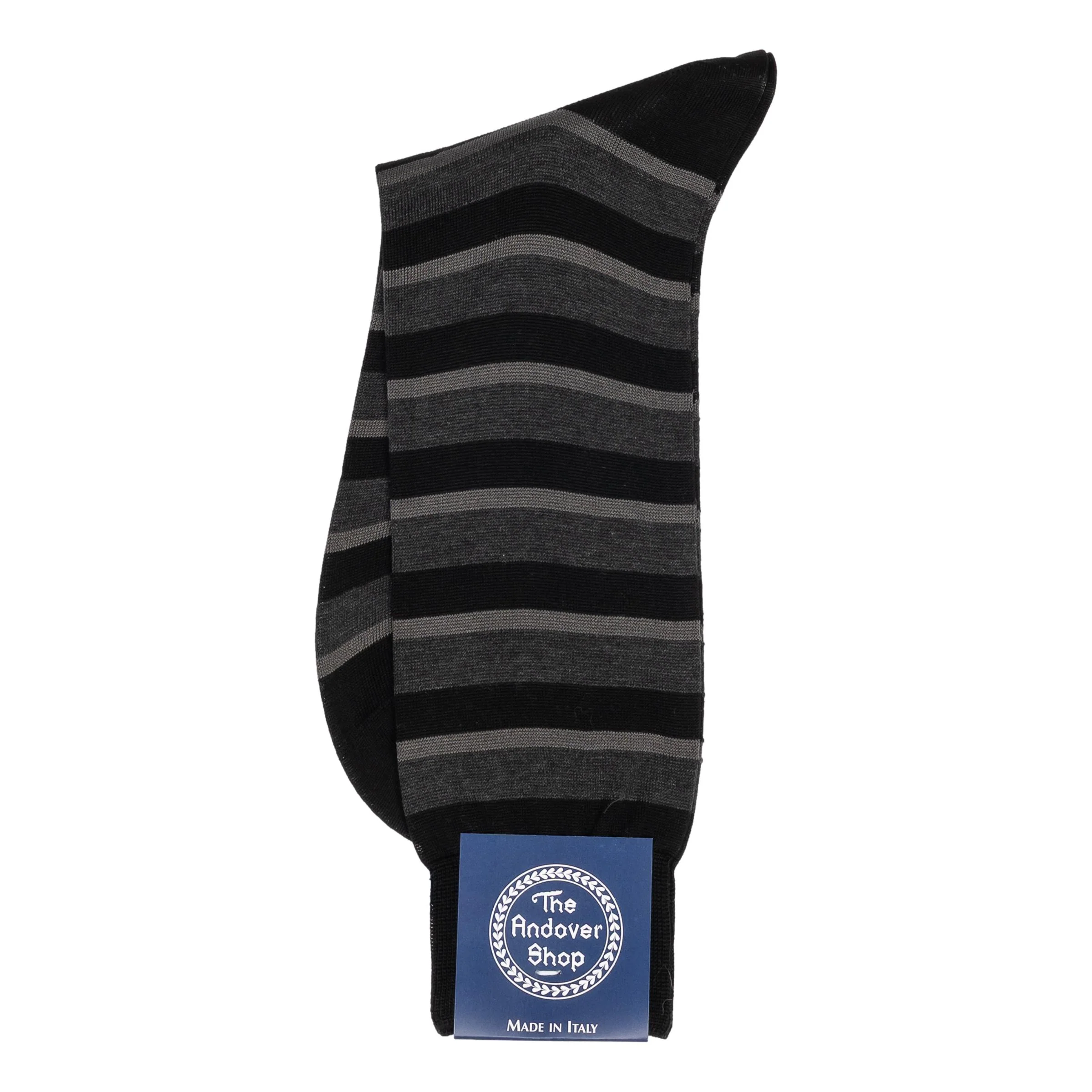 Mid-Calf Cotton Alternating Stripe Dress Sock