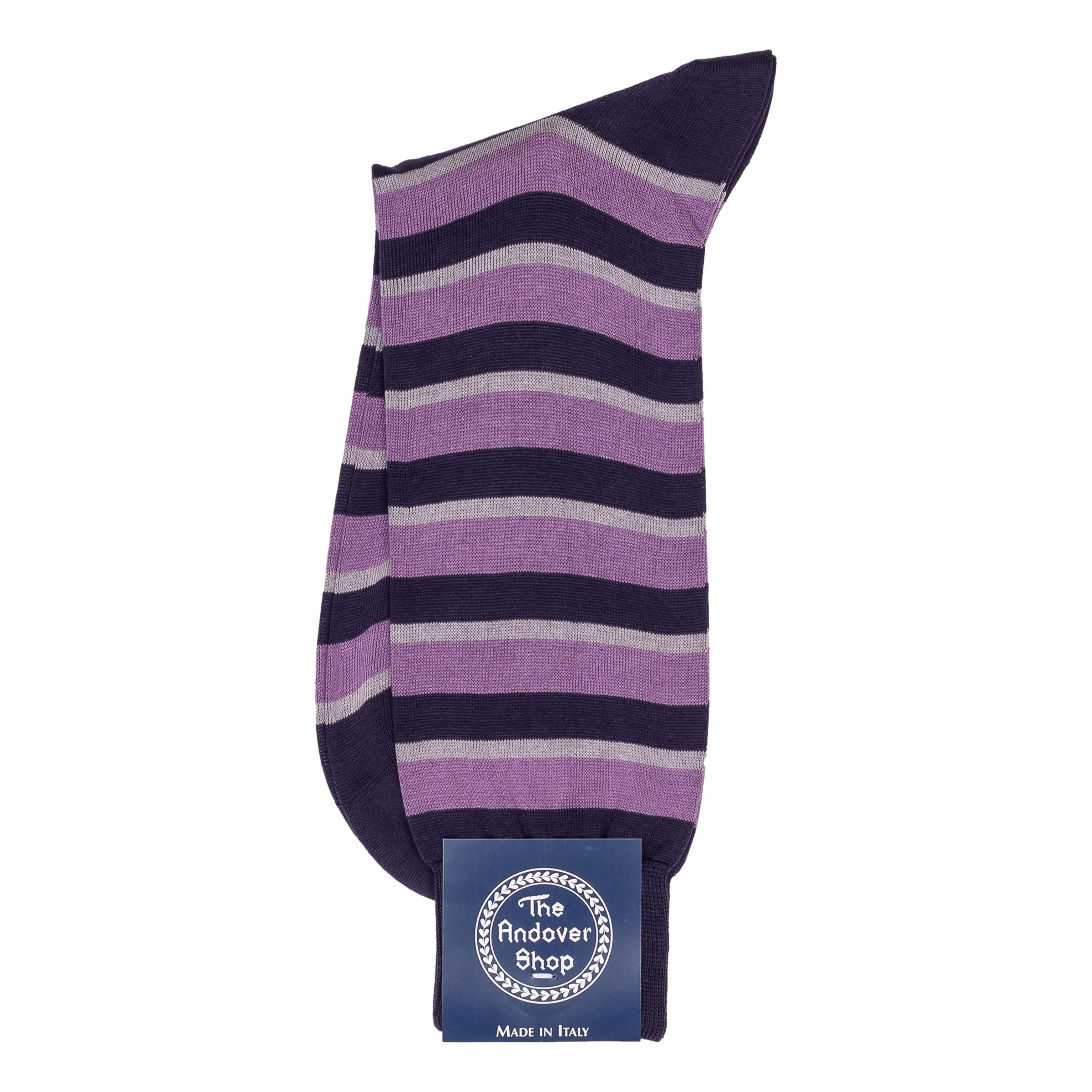 Mid-Calf Cotton Alternating Stripe Dress Sock - Image 2