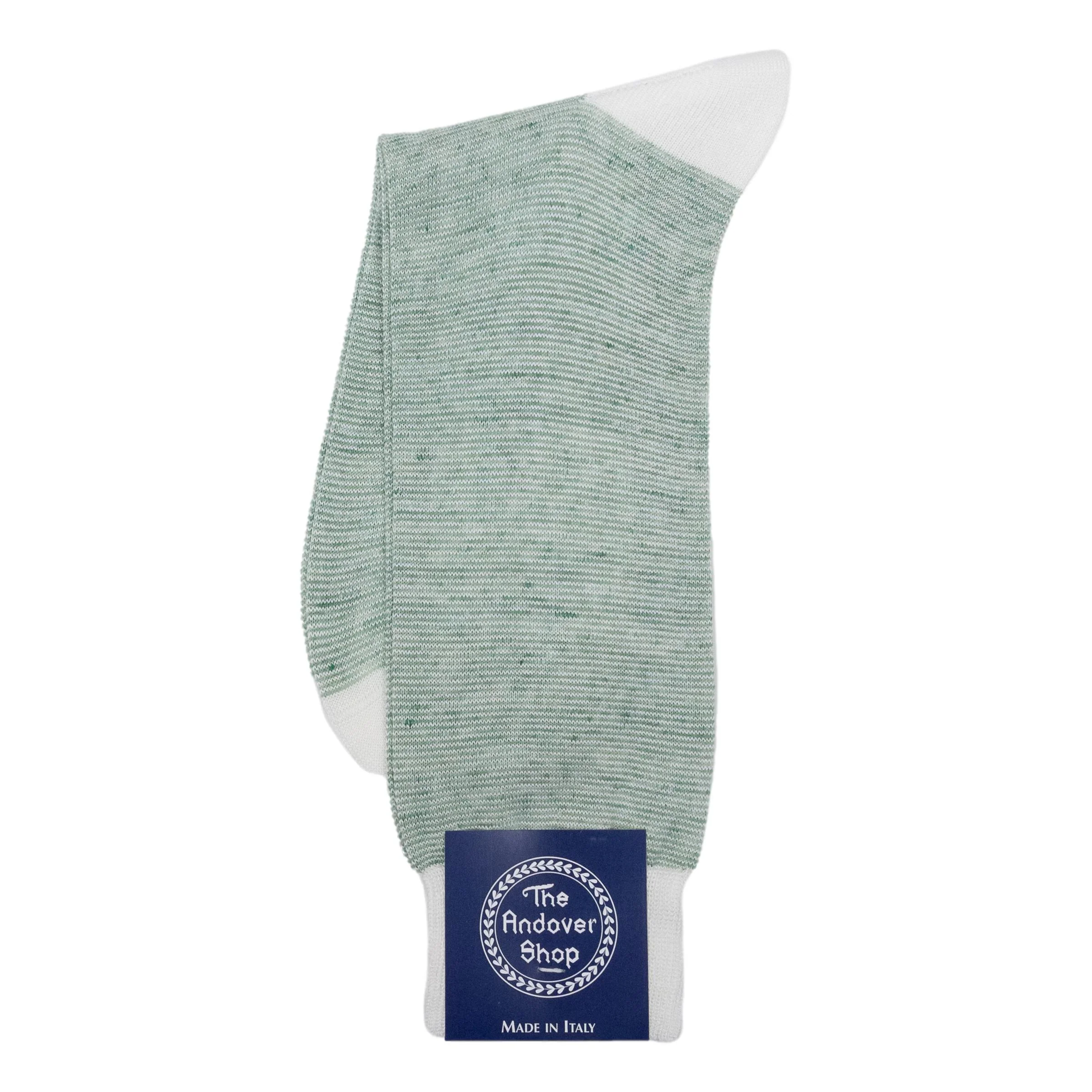 Mid-Calf Cotton and Linen Hairline Stripe Dress Sock - Image 2
