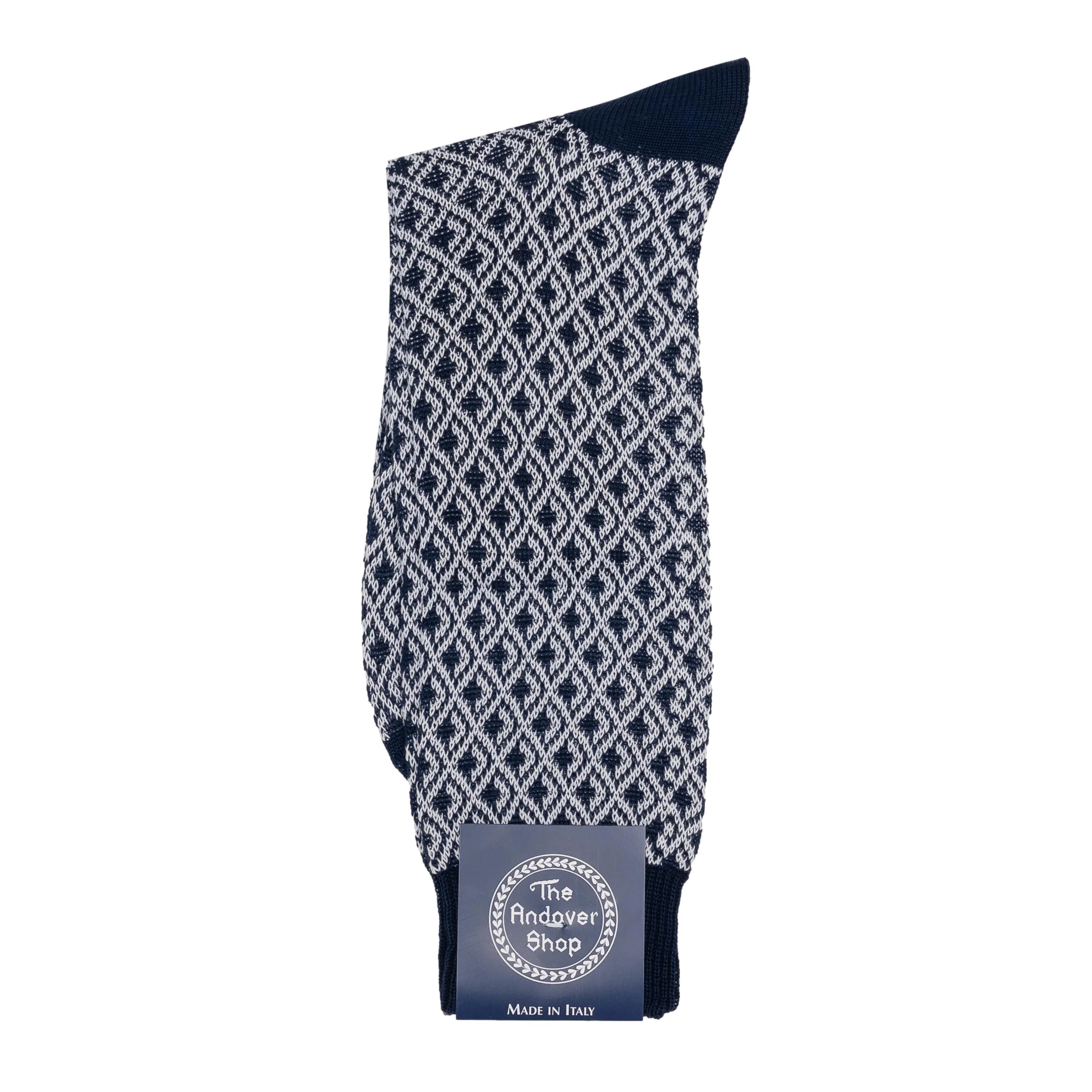 Mid-Calf Cotton Diamond Design Dress Sock - Image 3