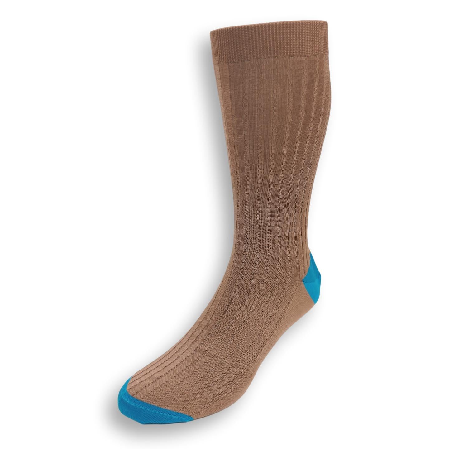 Mid-Calf Cotton Ribbed Two Tone Dress Sock - Image 4