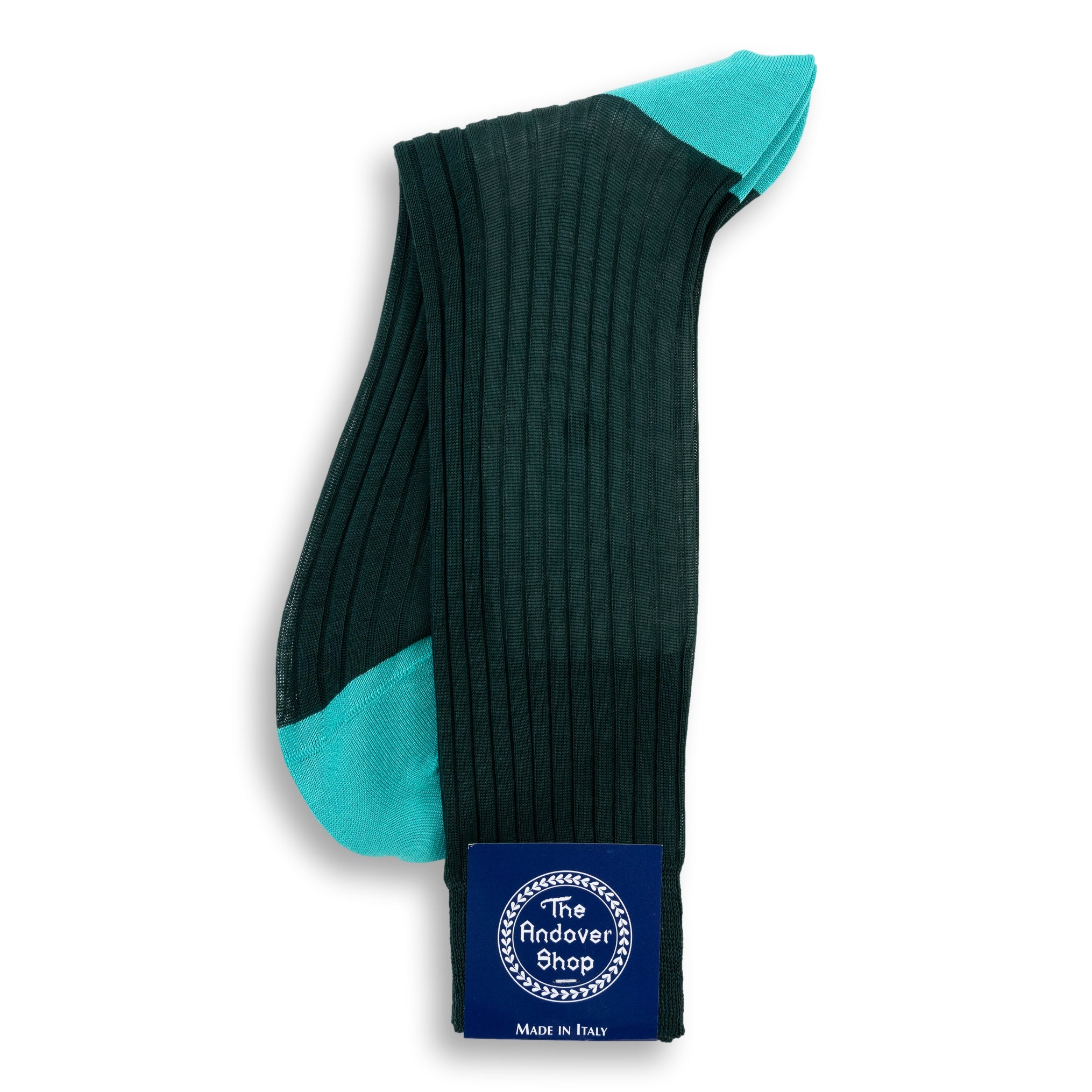 Mid-Calf Cotton Ribbed Two Tone Dress Sock - Image 7