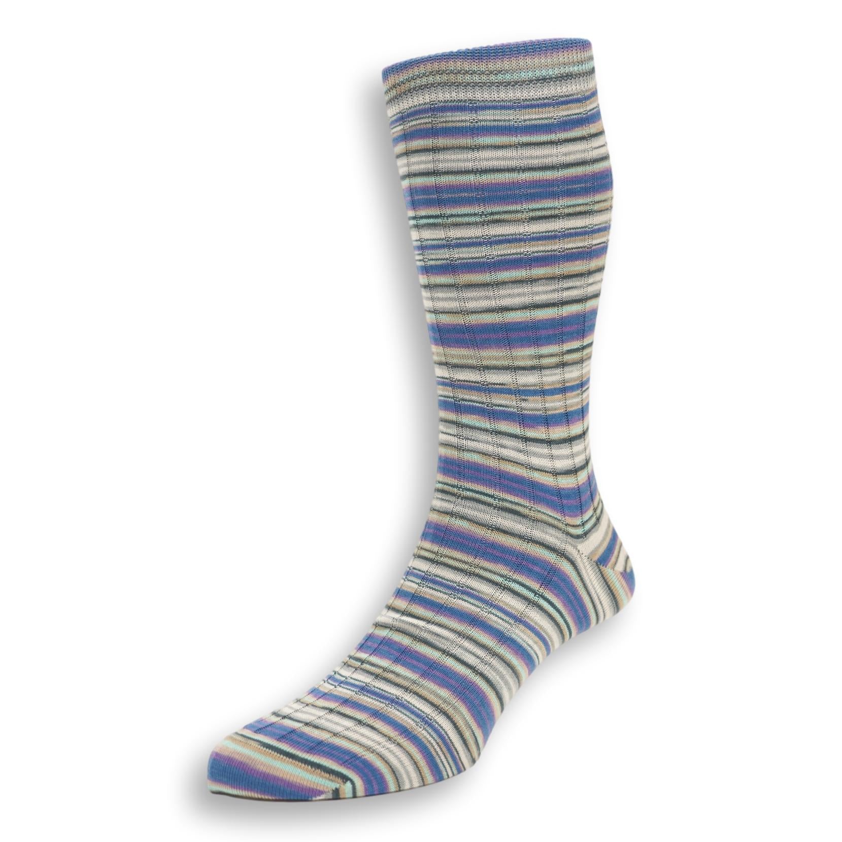 Mid-Calf Linen and Silk Blend Multi-Stripe Dress Sock - Image 3