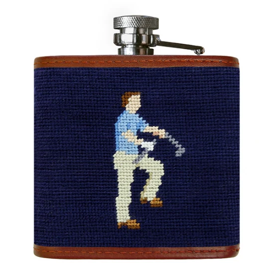 Mulligan Golfer Needlepoint Flask - Image 2