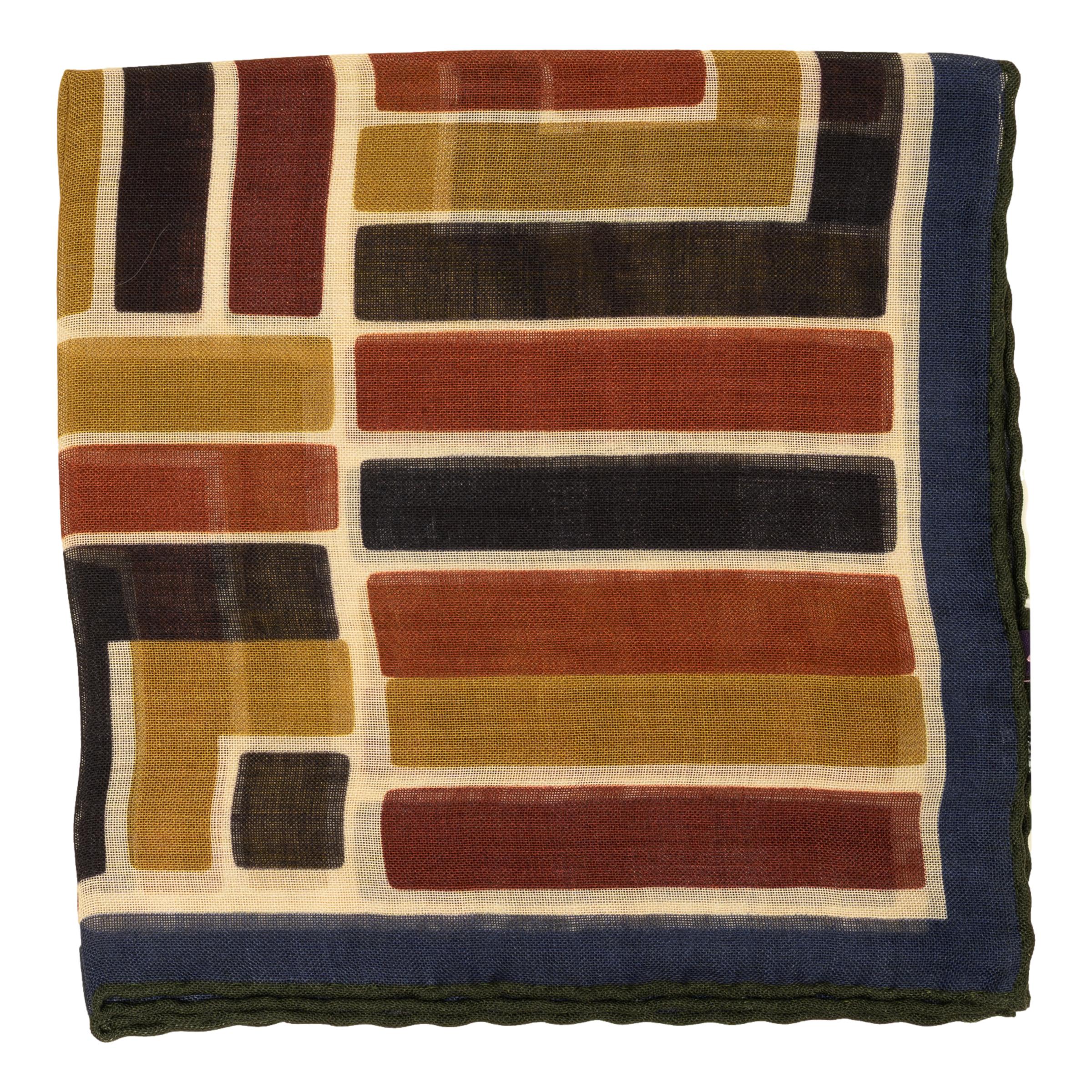 Multicolor Bar Wool and Silk Pocket Square