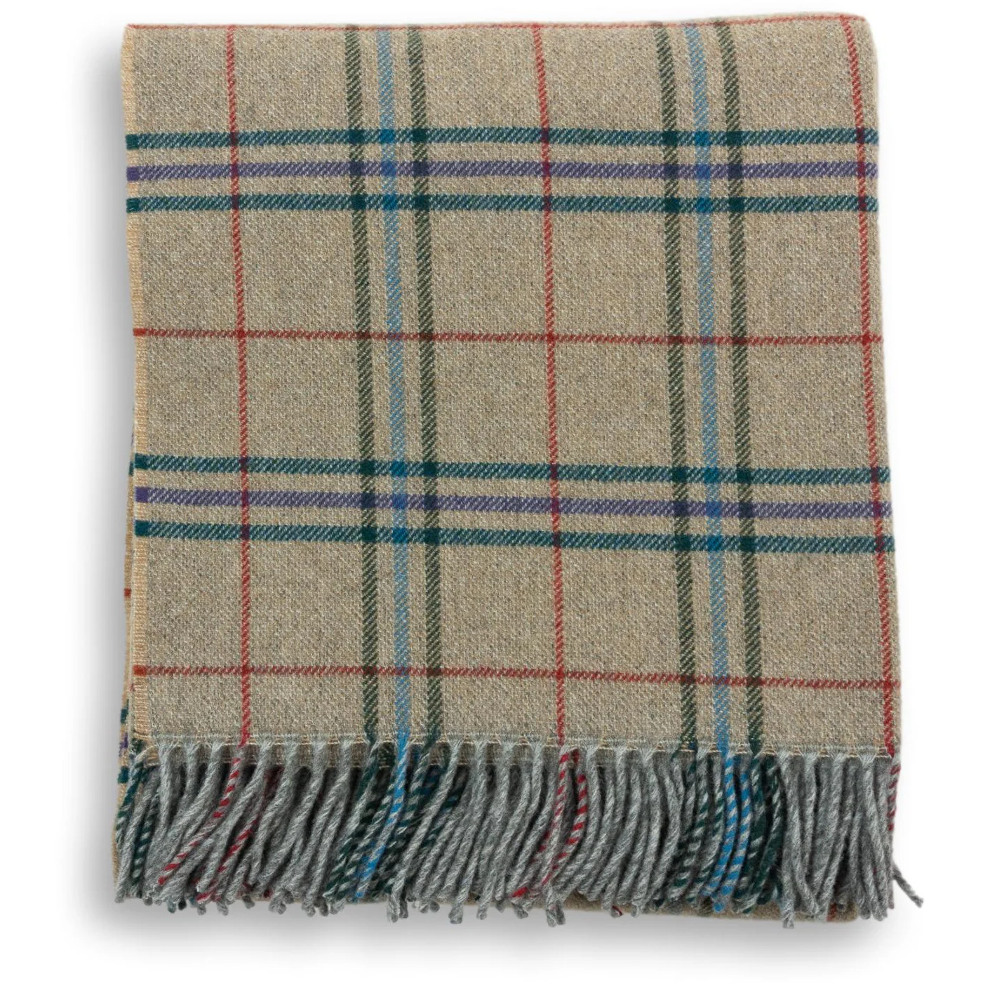 Multicolored Plaid 100% Lambswool Blanket - Image 8