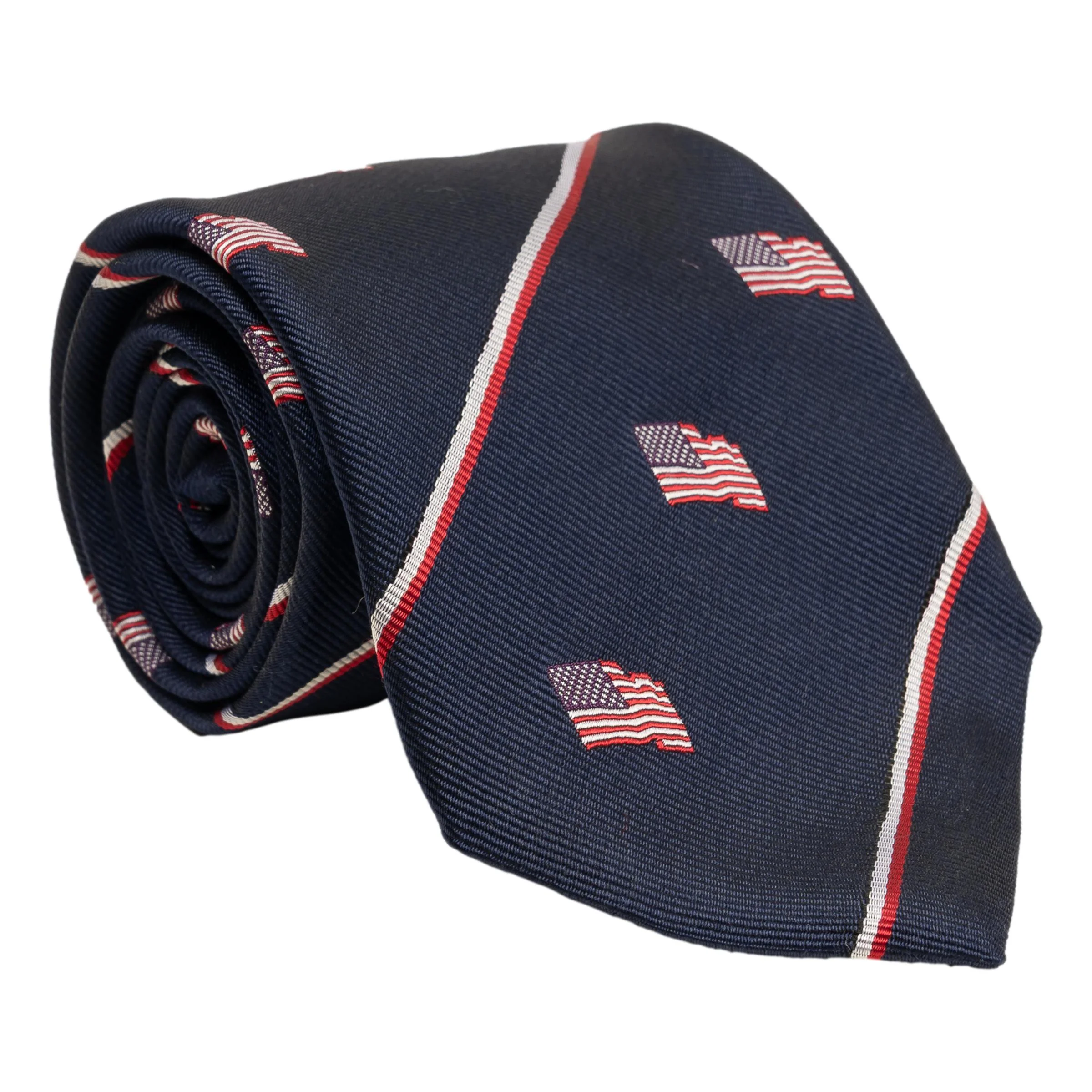 Navy American Flag Repp Stripe Tie