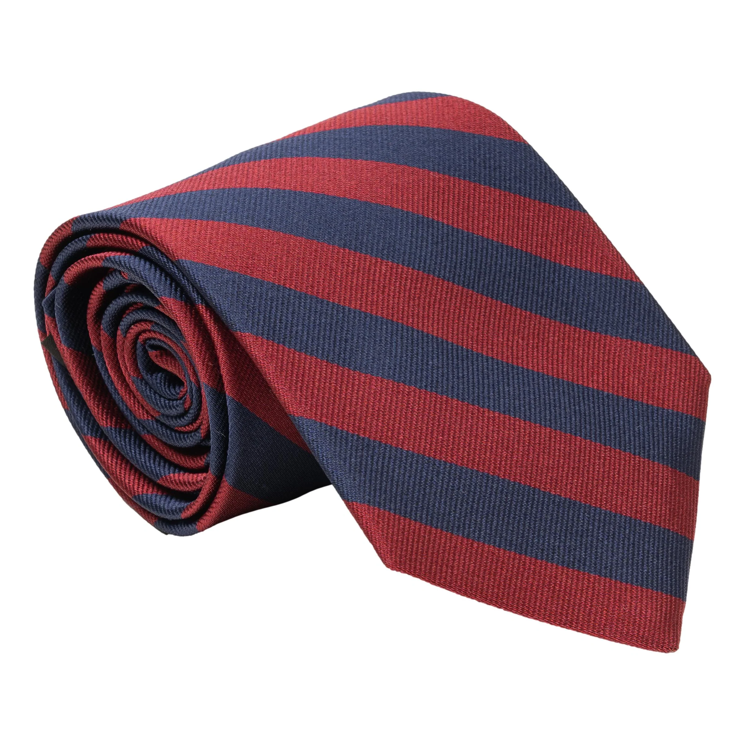 Navy and Burgundy Bar Stripe Silk Tie