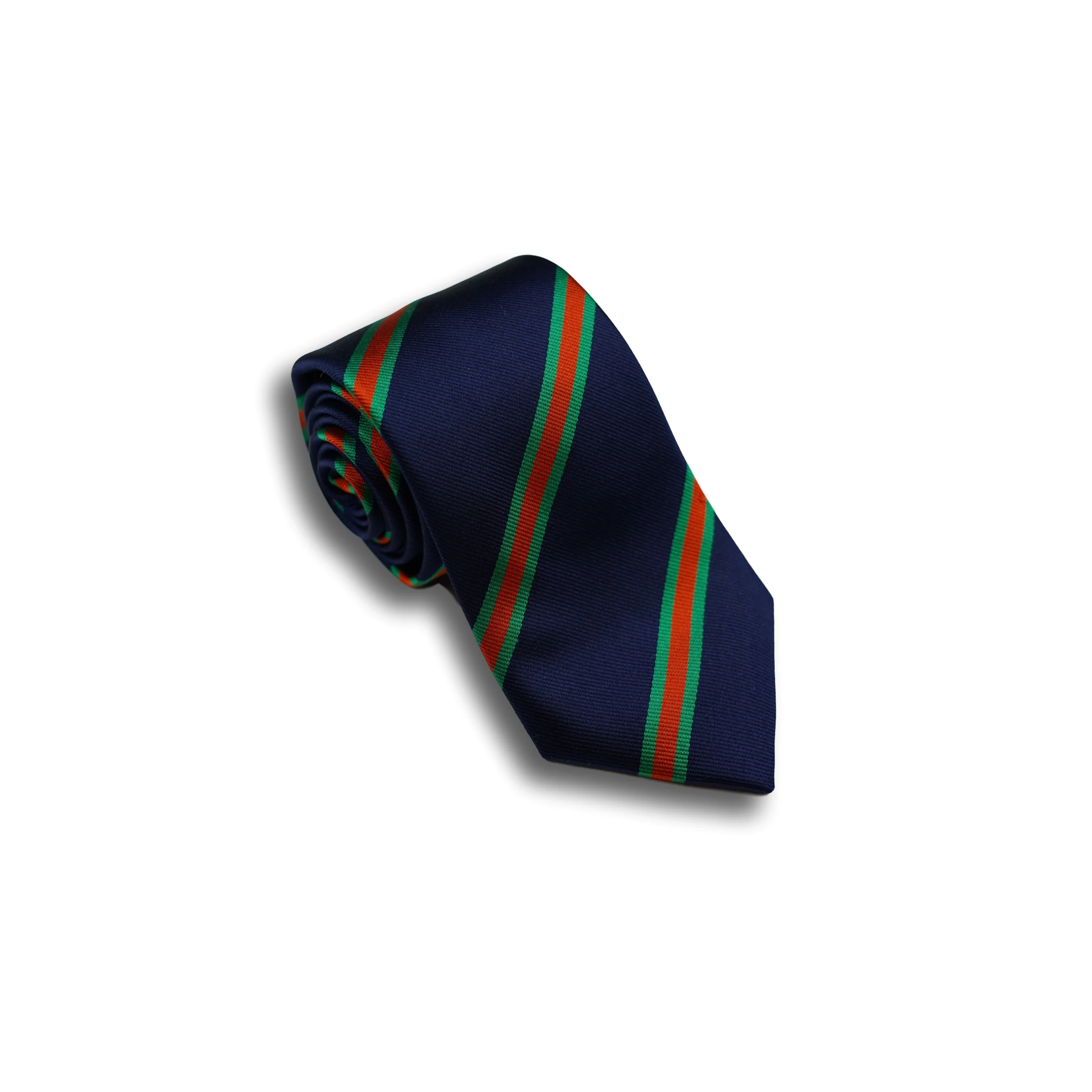 Navy and Kelly Green/Orange Repp Stripe Tie