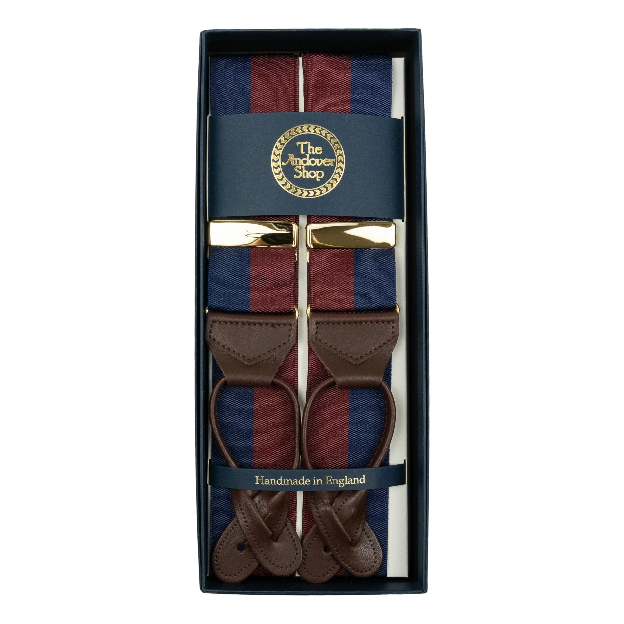 Navy and Red Thick Stripe Braces