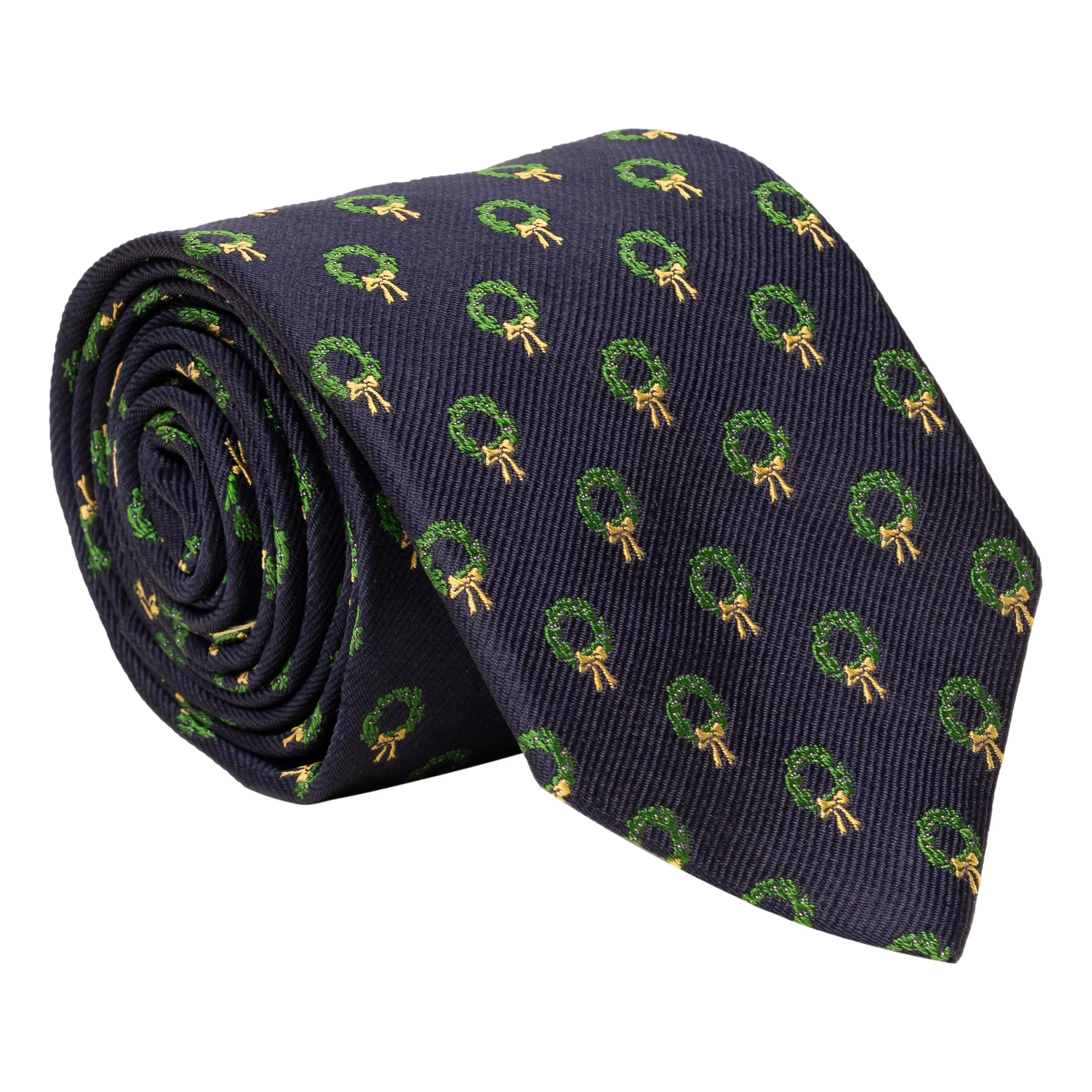 Navy Christmas Wreath Tie