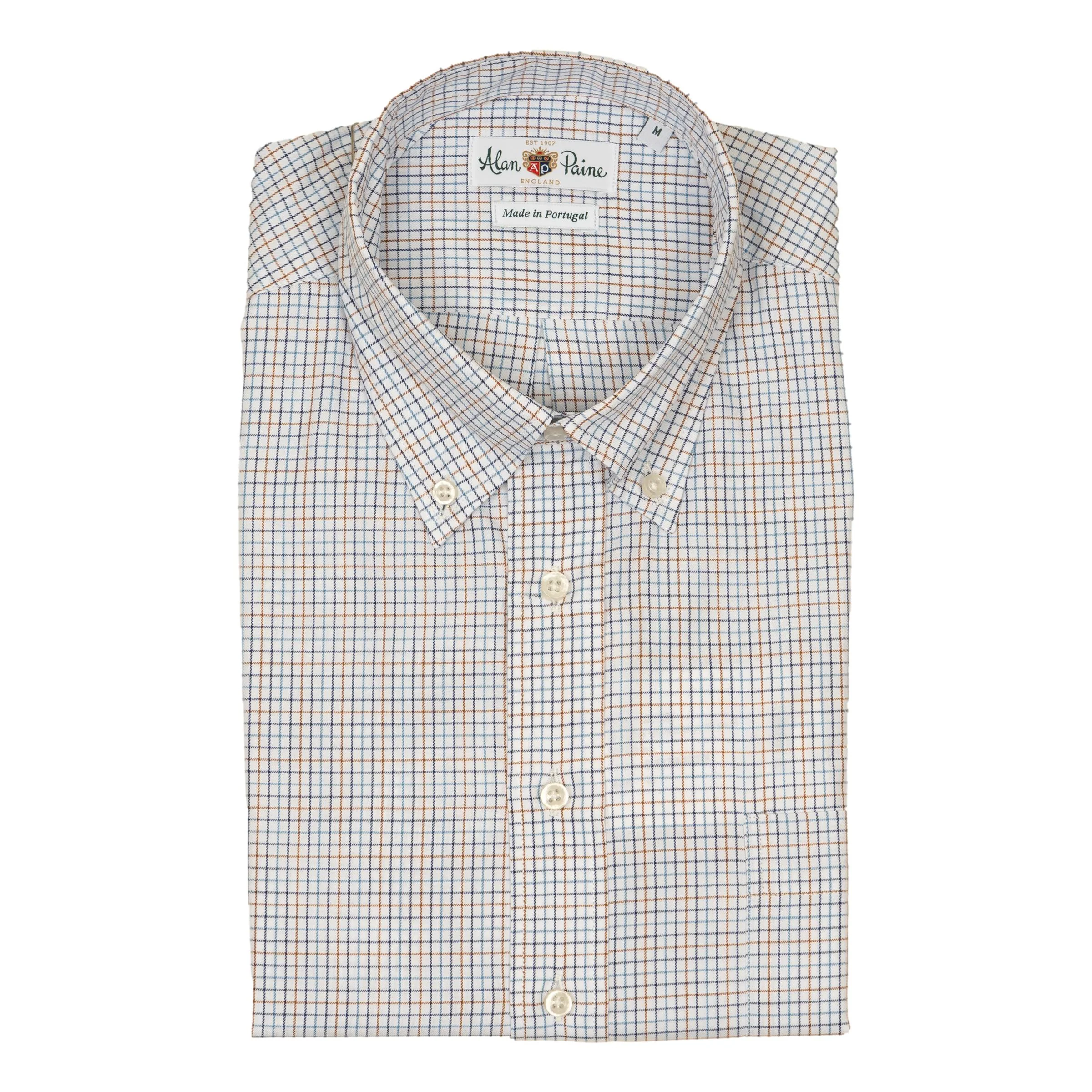 Navy, Indigo, and British Tan Graph Check Button Down Sport Shirt