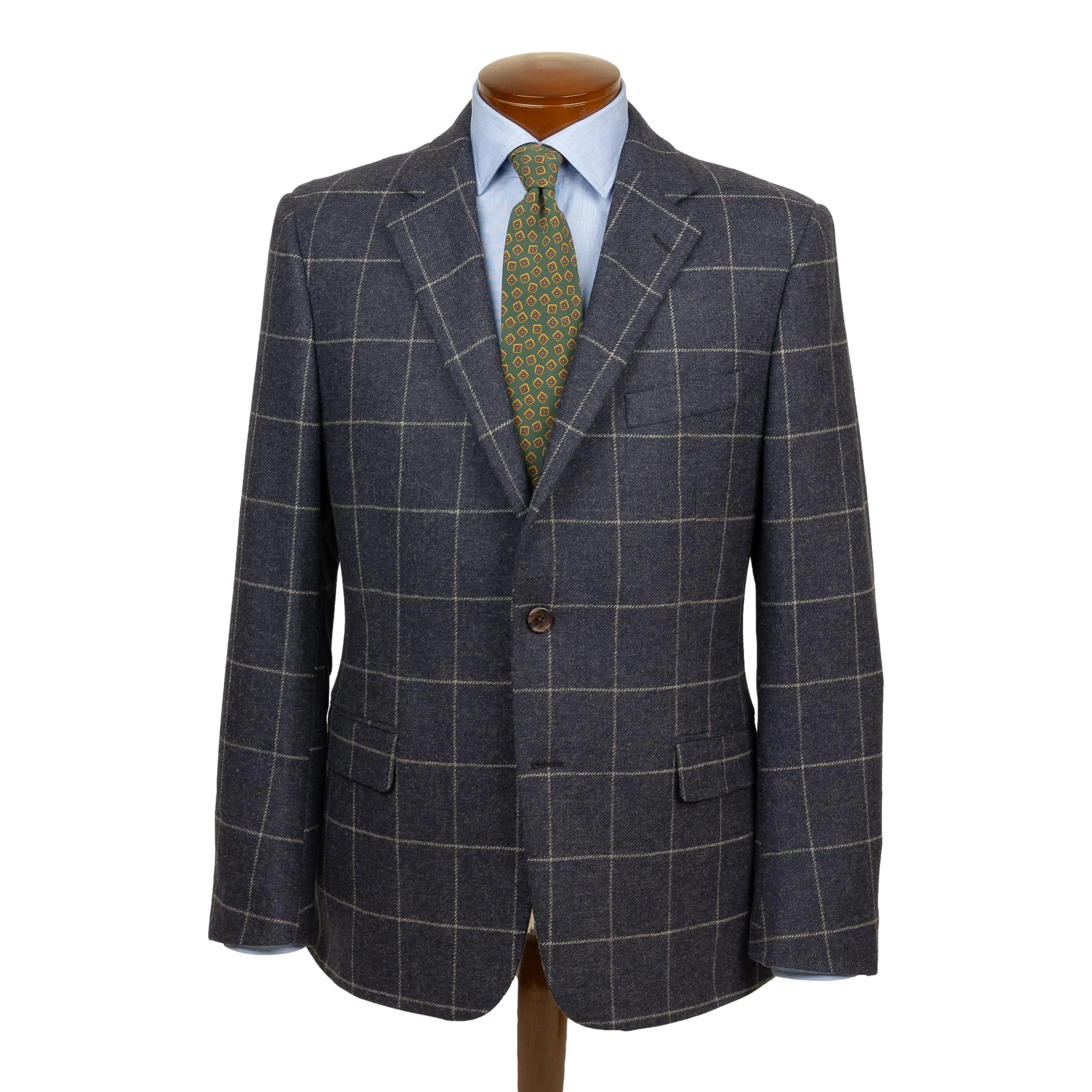 Navy with Chalk Windowpane Wool Sport Coat