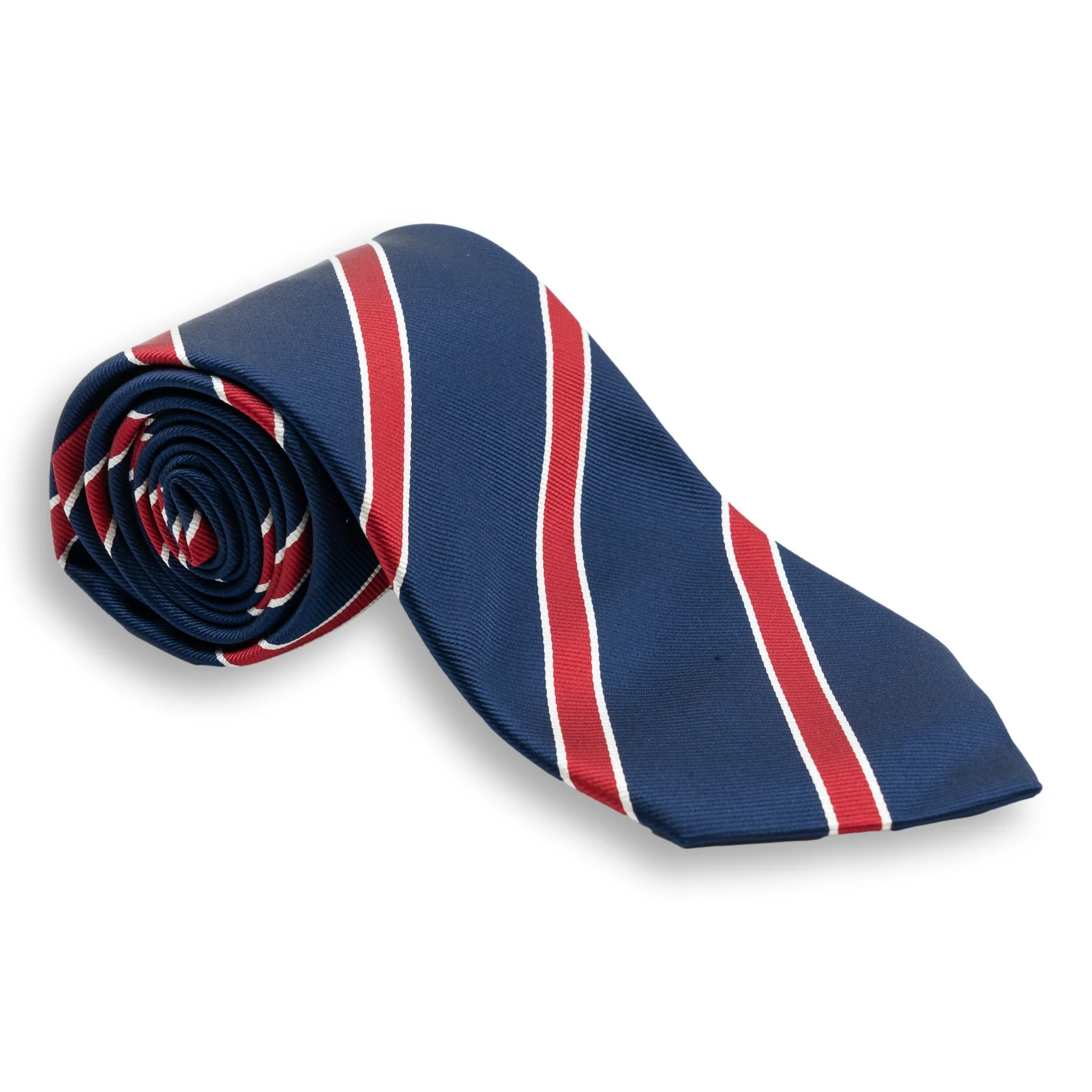Navy with Red and White Repp Stripe Silk Tie