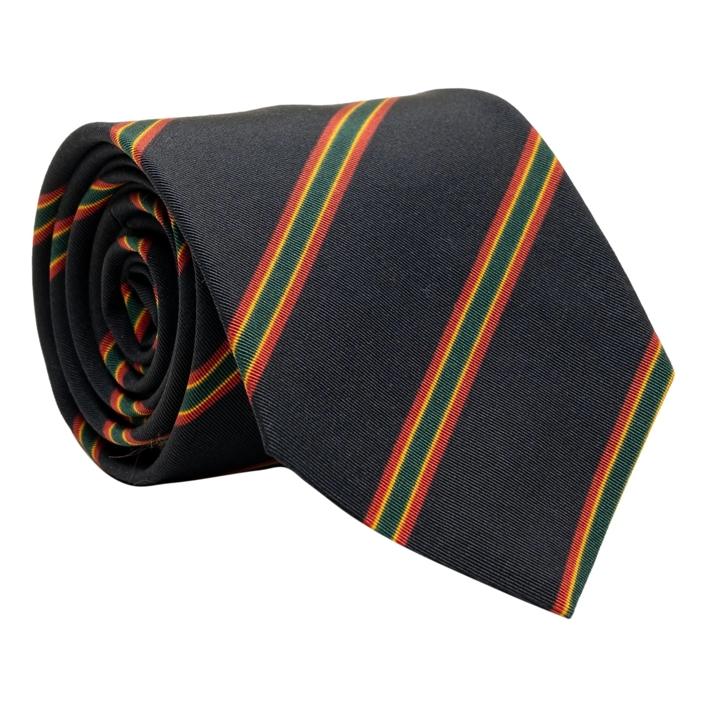 Navy with Red, Gold, and Green Stripe Irish Poplin Tie