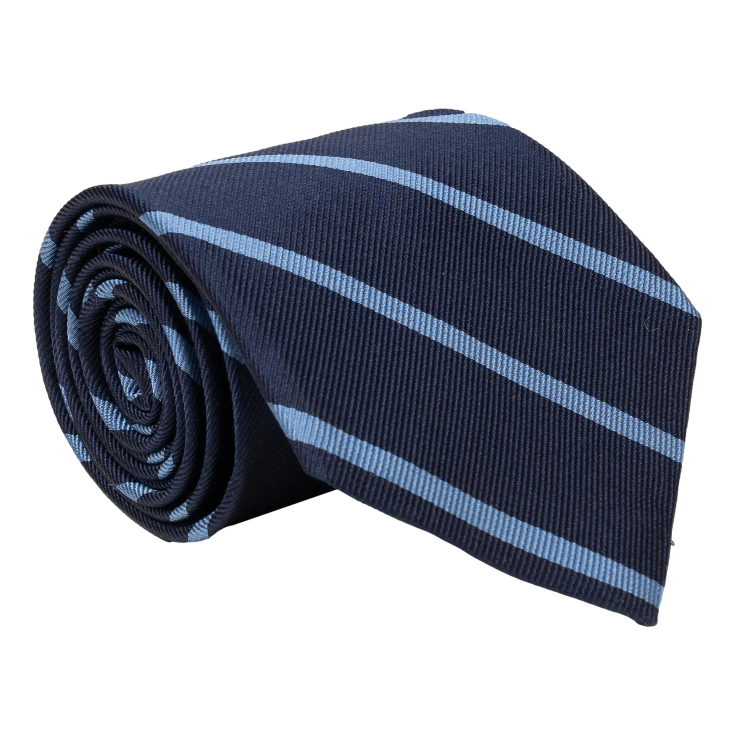 Navy with Sky Blue Repp Stripe Silk Tie