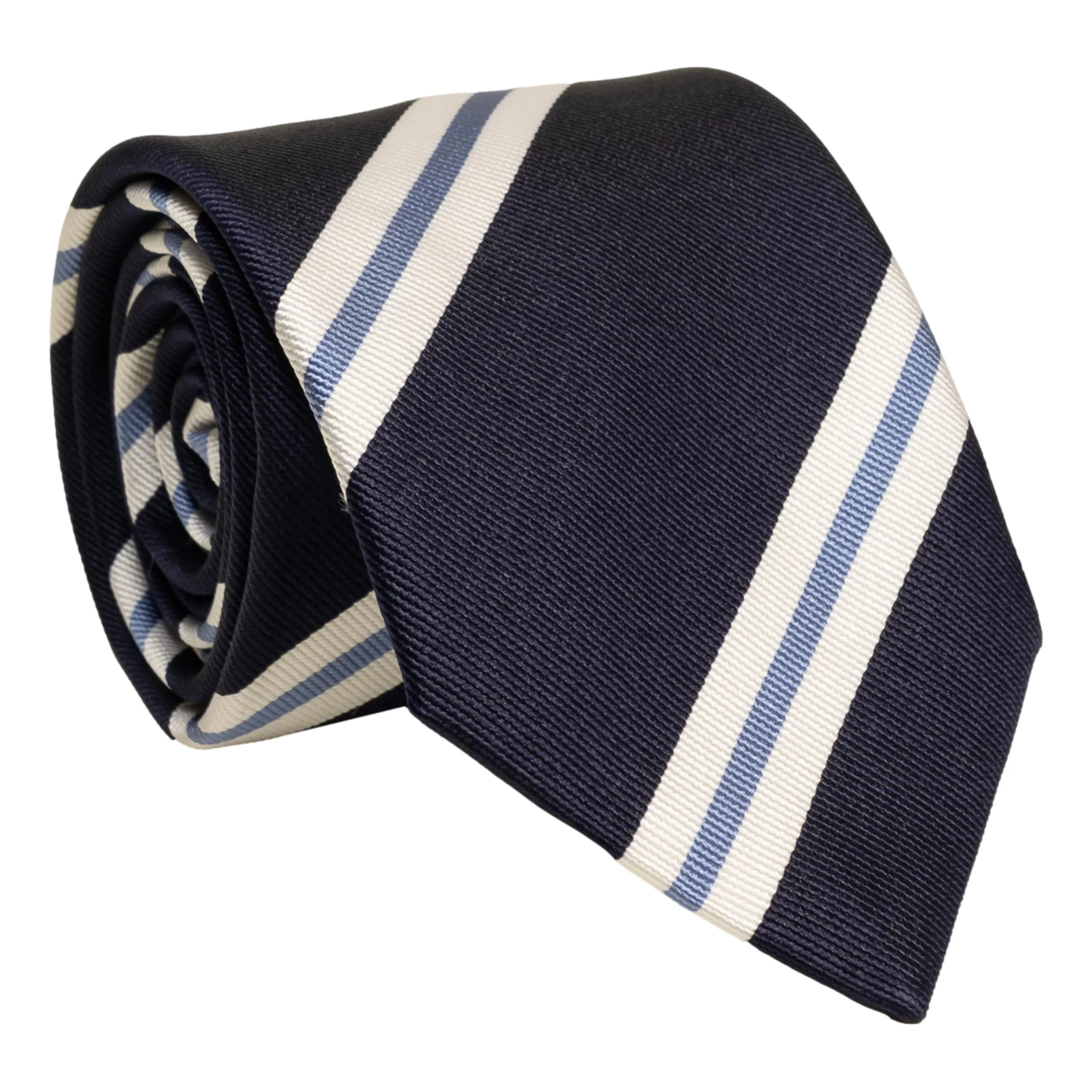 Navy with White and Andover Blue Repp Stripe Silk Tie