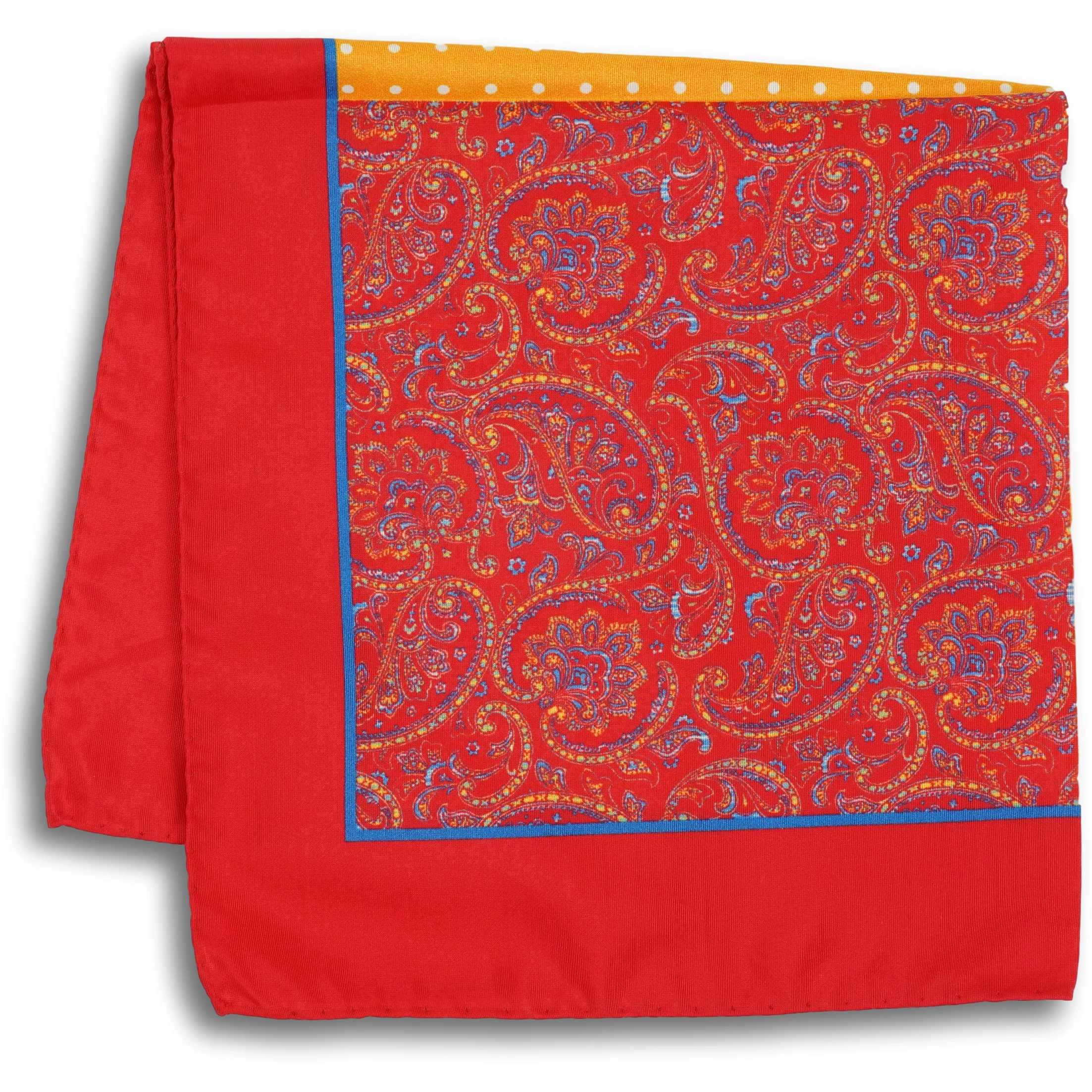 Orange and Red Polka Dot and Paisley Pocket Square - Image 2