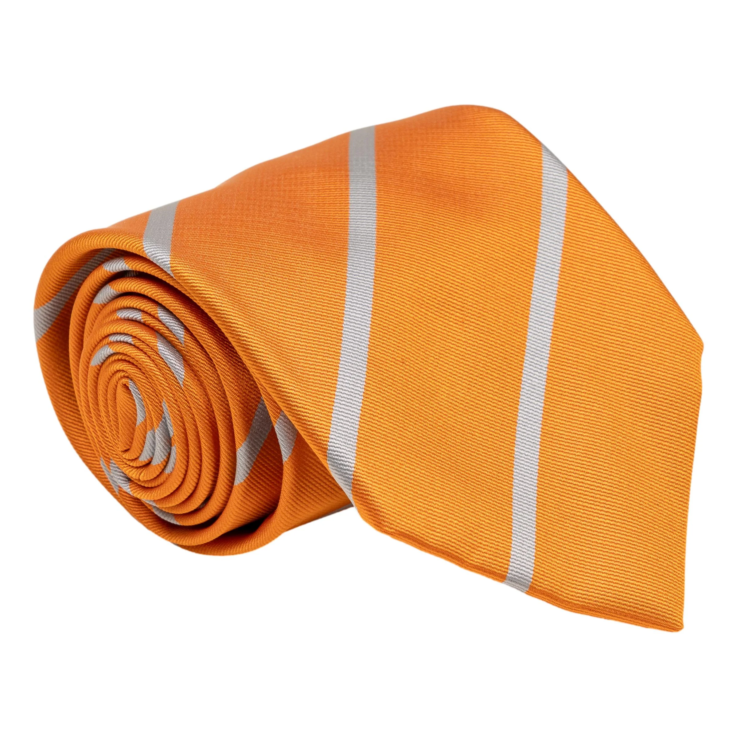Orange with Slate Stripe Silk Tie