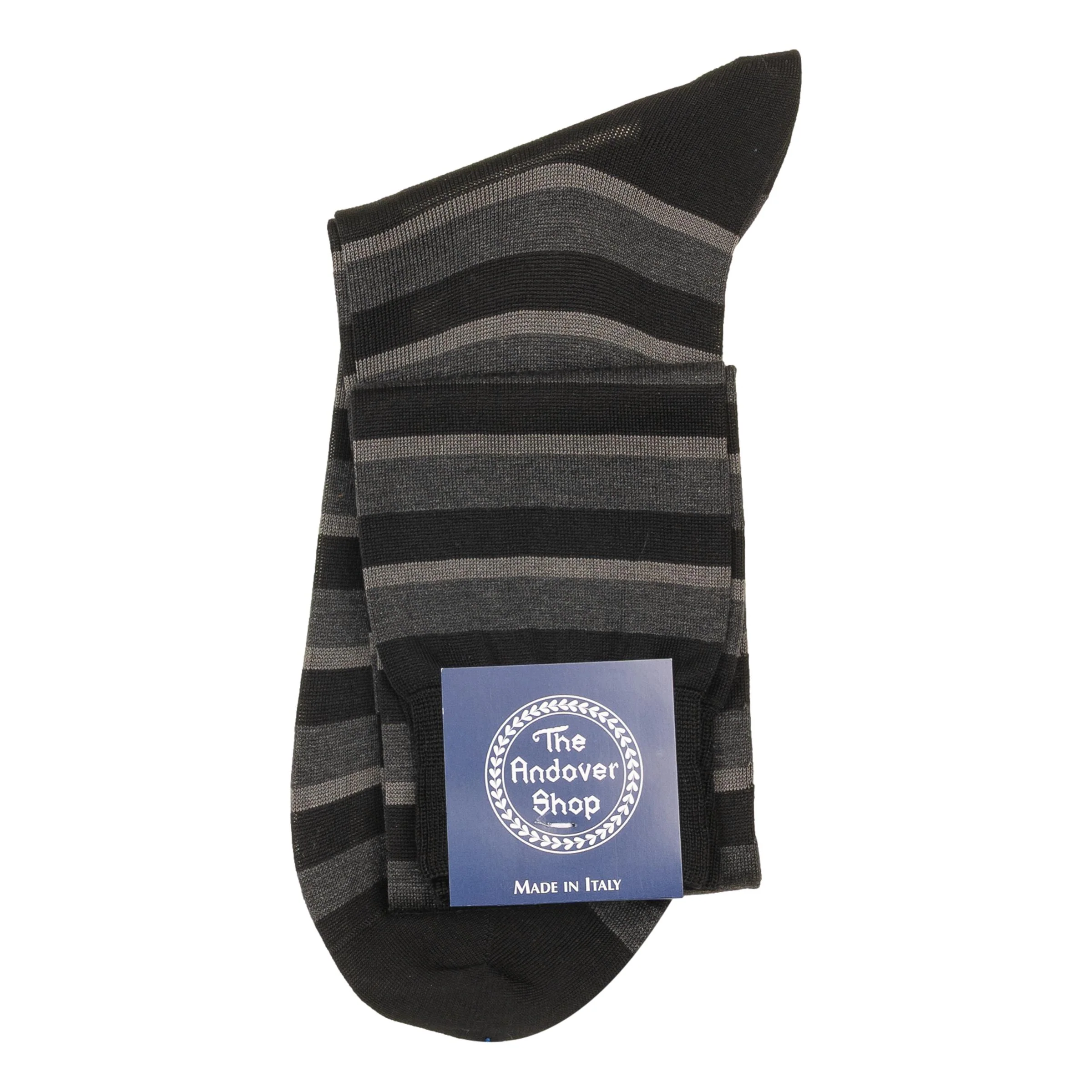 Over-the-Calf Cotton Alternating Stripe Dress Sock
