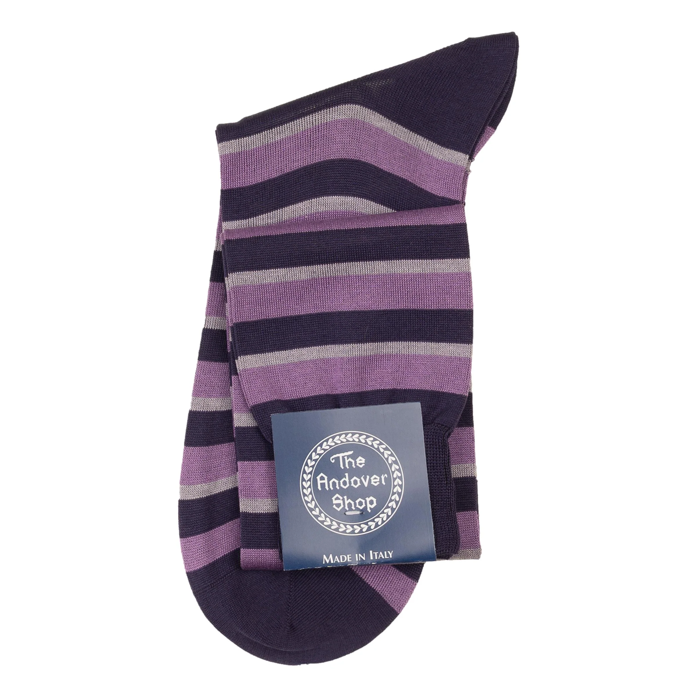 Over-the-Calf Cotton Alternating Stripe Dress Sock - Image 2