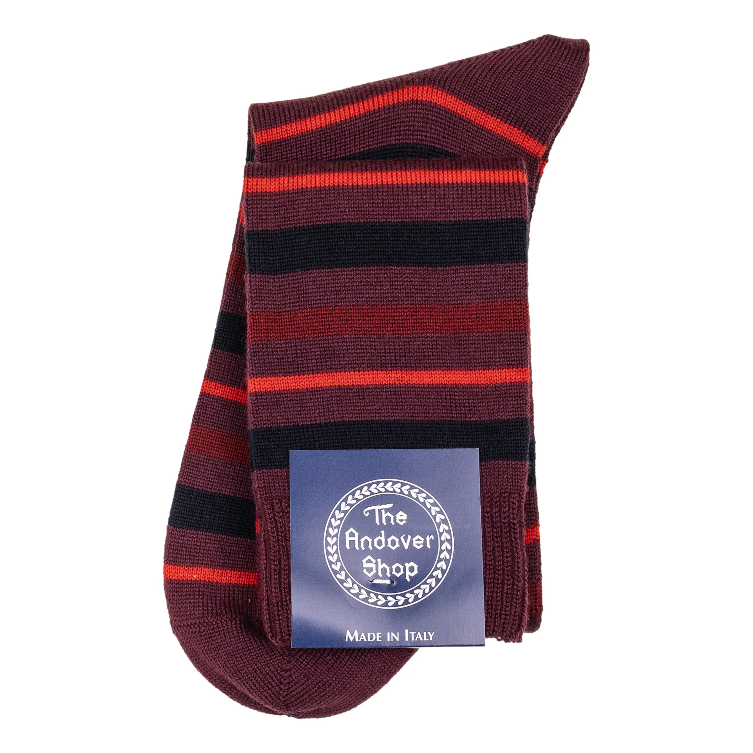 Over-the-Calf Wool Multi-Stripe Dress Sock